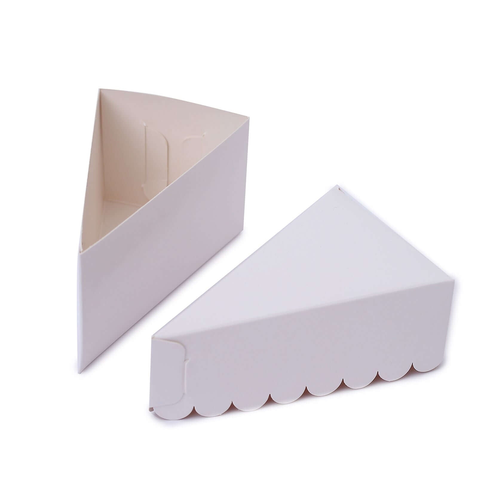 10-Pack Gold Decorative Scalloped Top Cardstock Triangle Cake Slice Boxes for Desserts & Party Favors