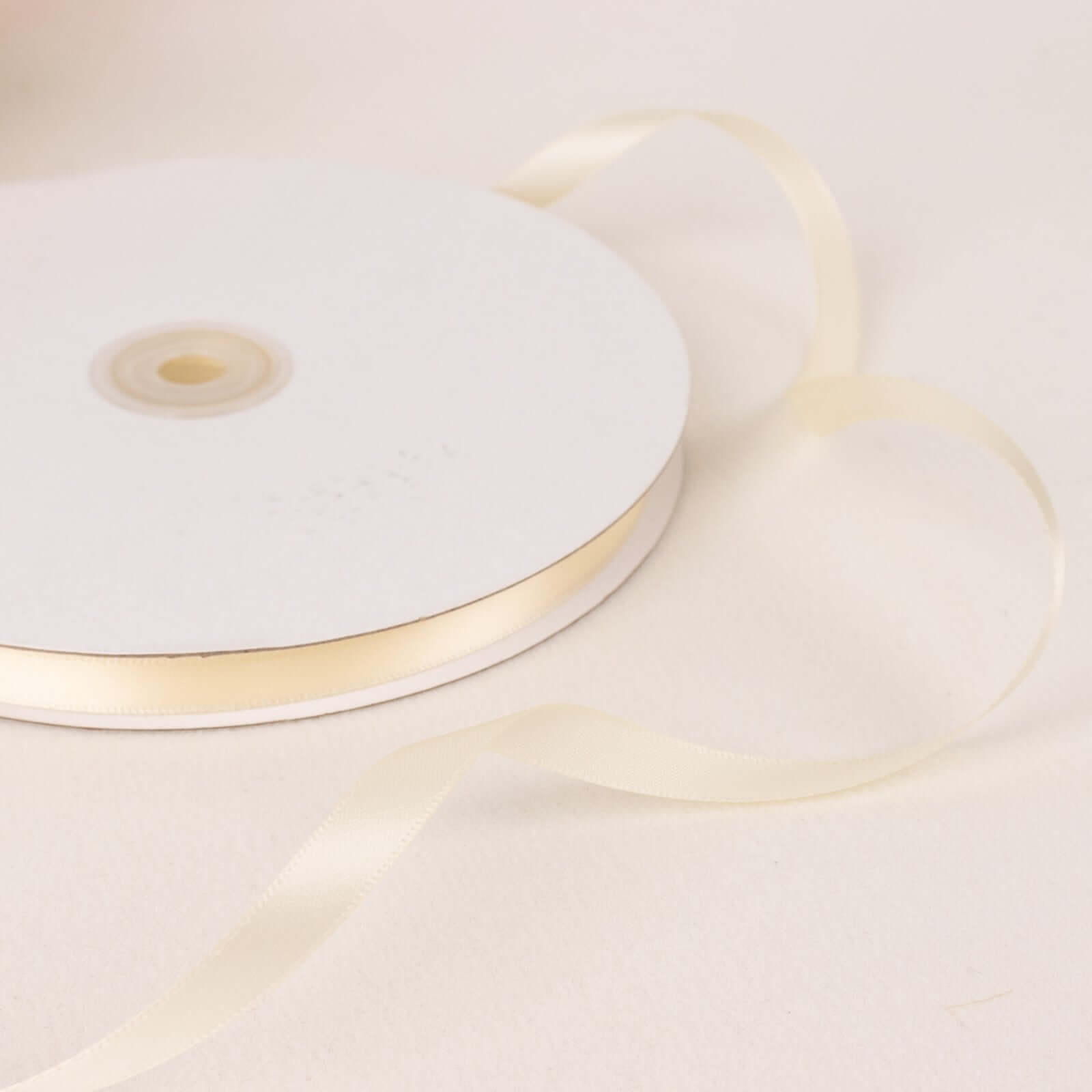100 Yards of 3/8 Ivory Single-Sided Decorative Satin Ribbon