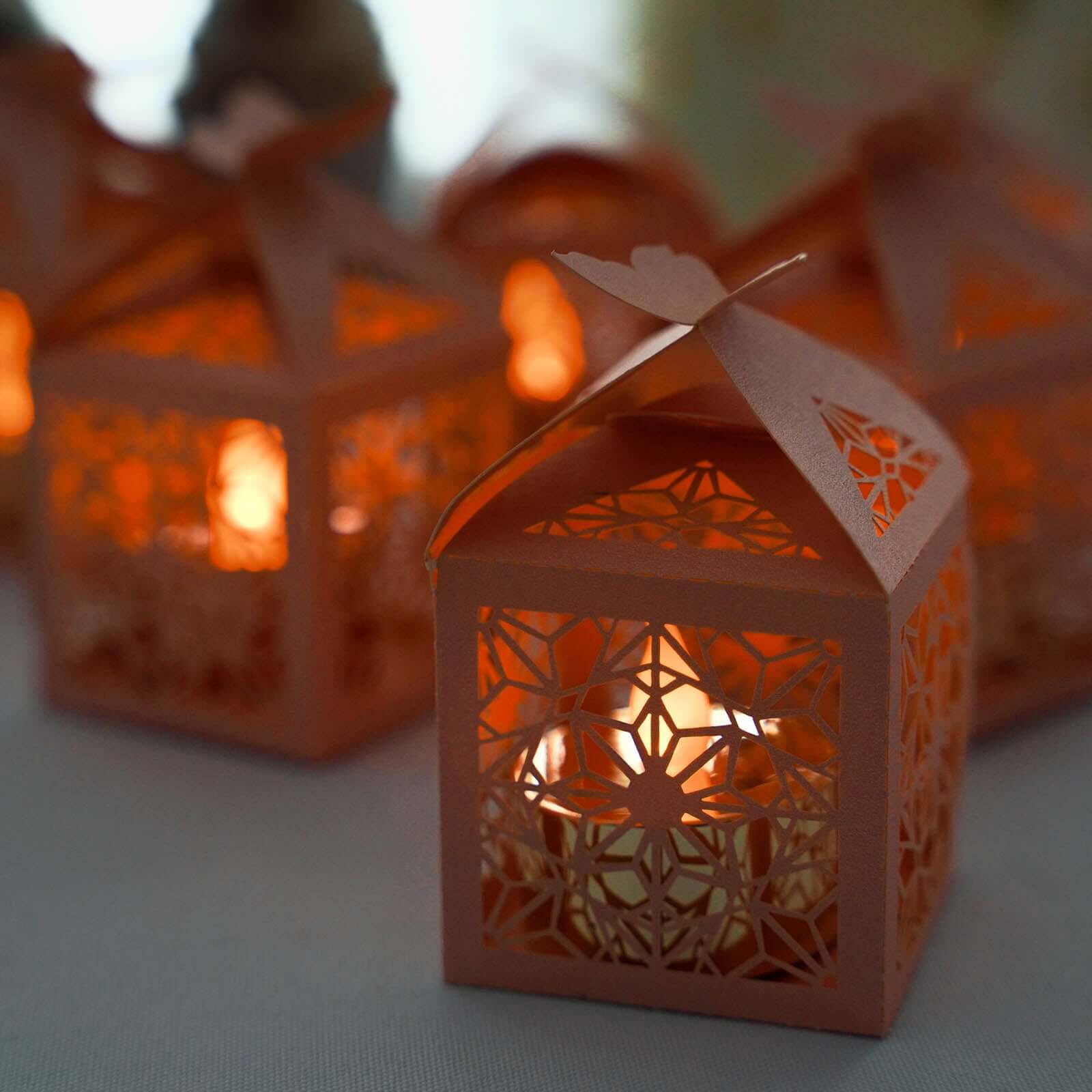 25-Piece Blush Pink Butterfly Laser-Cut Candy Gift Favor Boxes