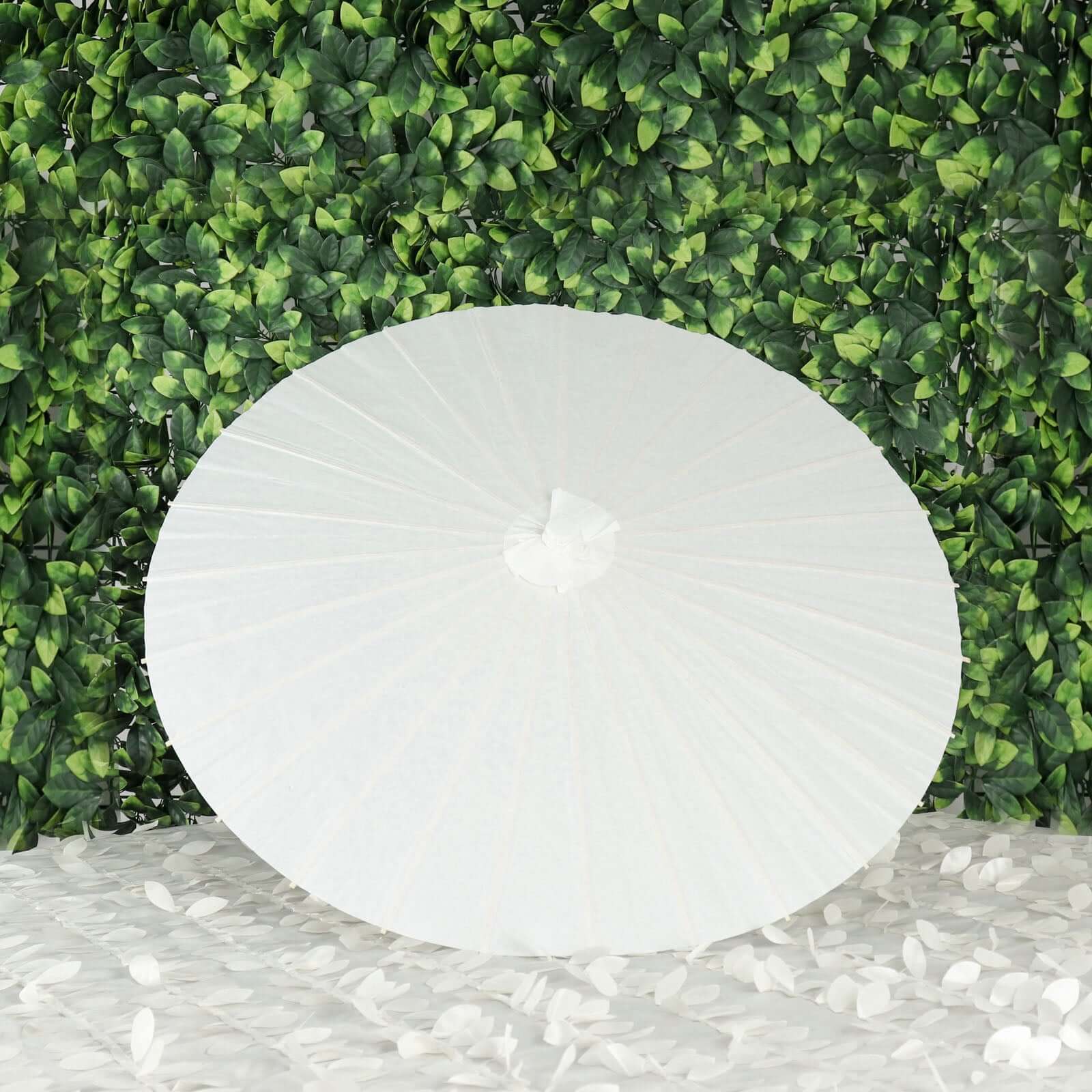 Hot Deal! 2-Pack White Paper and Bamboo Parasol Umbrellas Ideal for Bridal Shower Photos and Table Decor