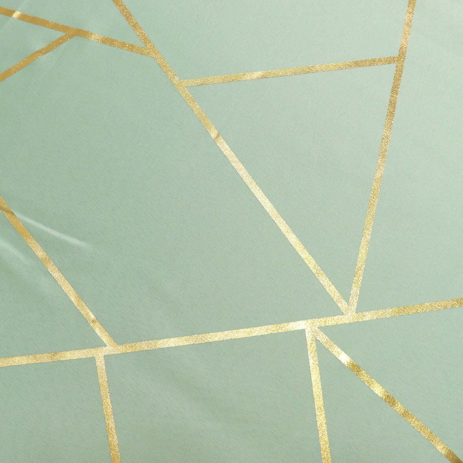 Hot! Wrinkle-Resistant Sage Green Polyester Tablecloth with Gold Foil Geometric Pattern, 90x132