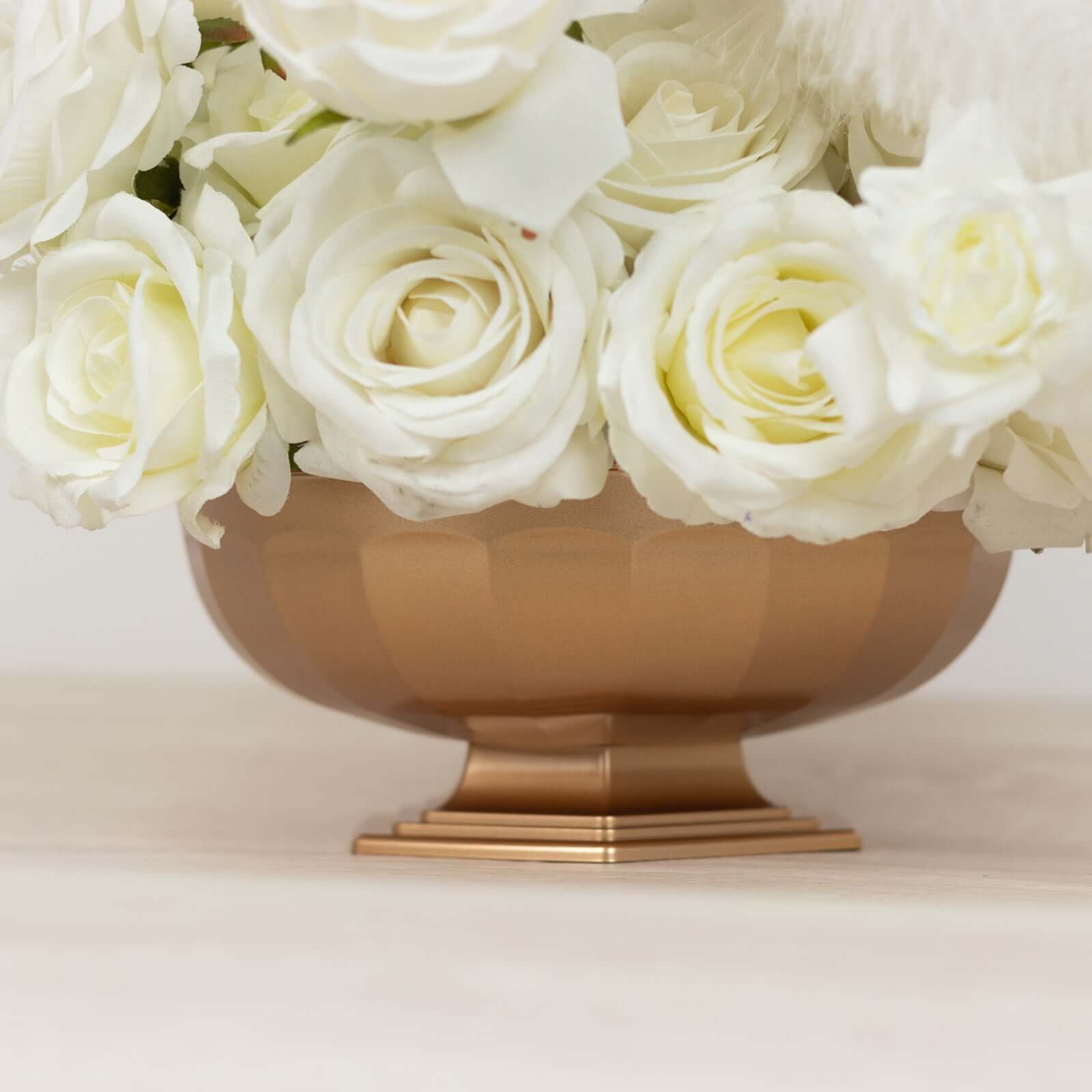 3-Pack Gold Roman Style Plastic Pedestal Compote Bowls for Table Centerpieces