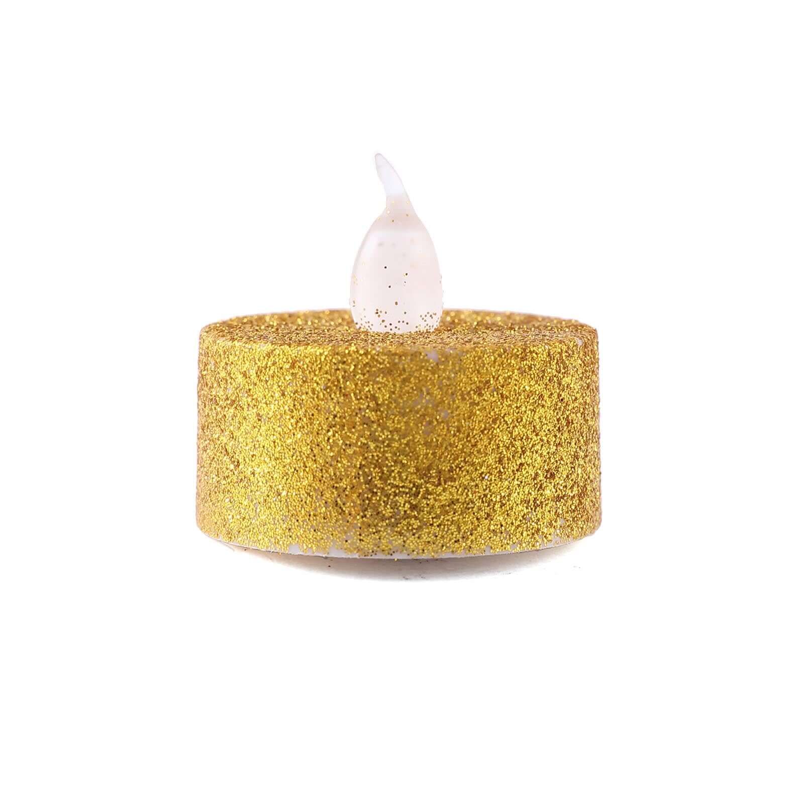 Hot Sale! 12-Pack Flameless LED Tealight Candles with Glittery Gold Design, Battery Operated