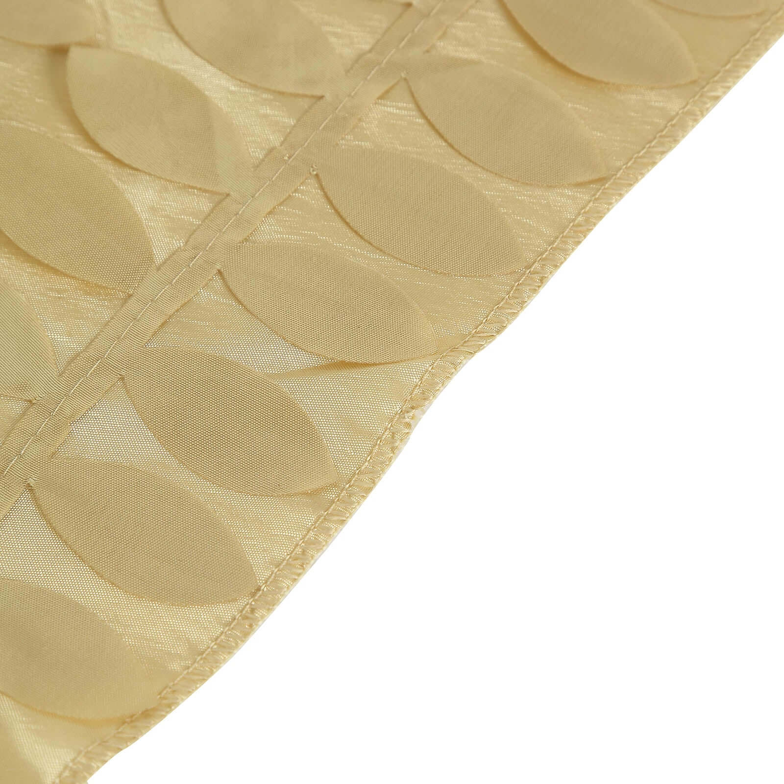 Champagne Taffeta Rectangle Tablecloth with 3D Leaf Petal Design - Great for Events