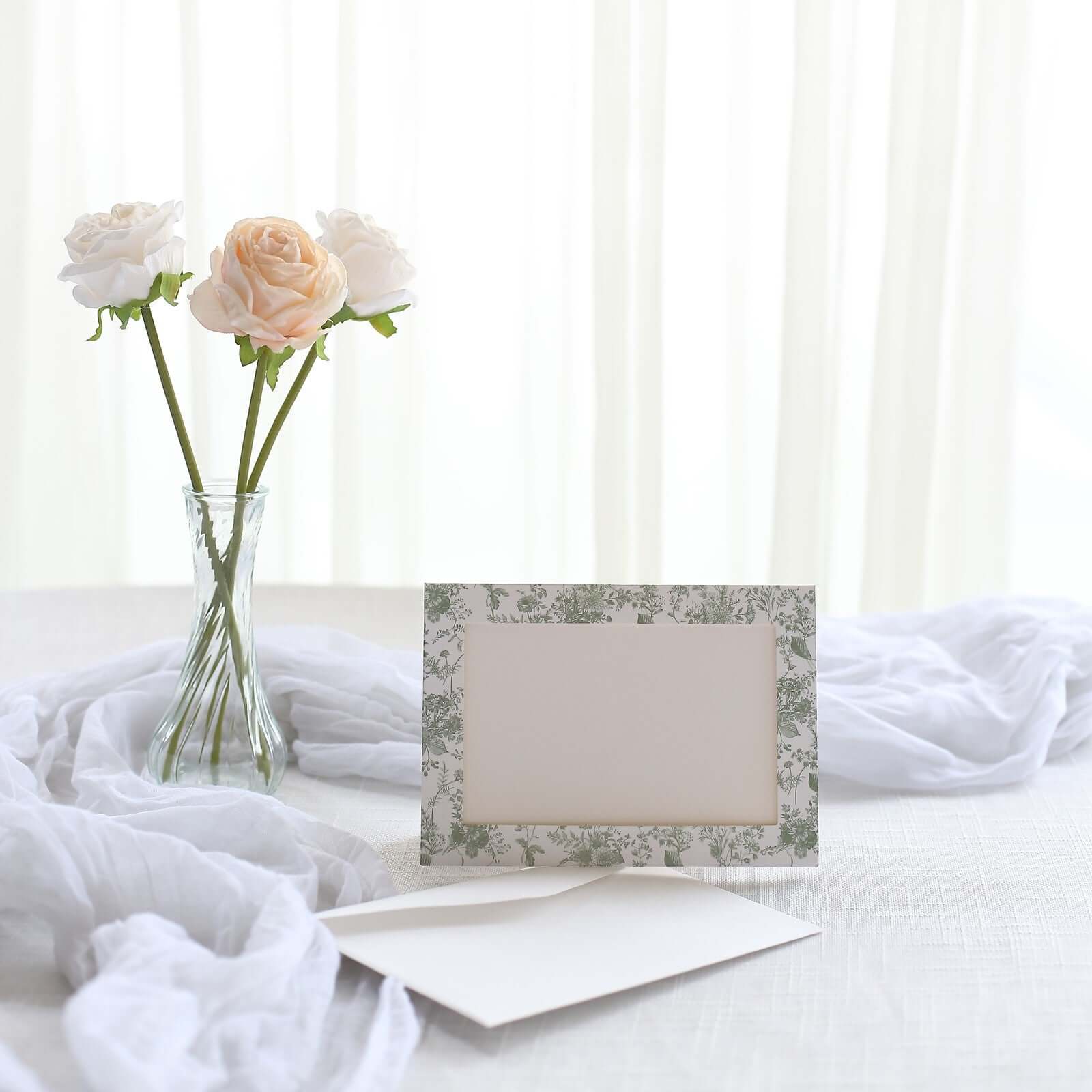 25-Pack Thank You Cards: White & Sage Green French Toile Design with Envelopes - Ideal for Parties & Milestones