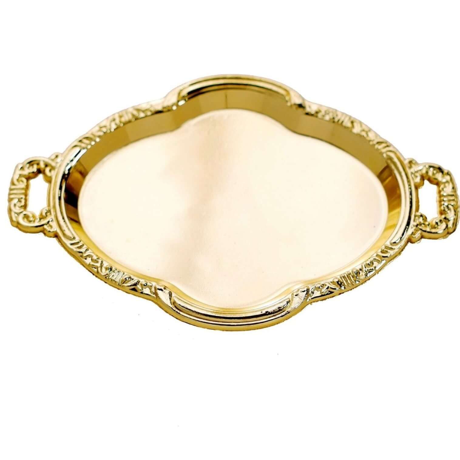 Hot Sale! 12-Pack Gold Plastic Mini Oval Display Trays for Sweets and Party Favors