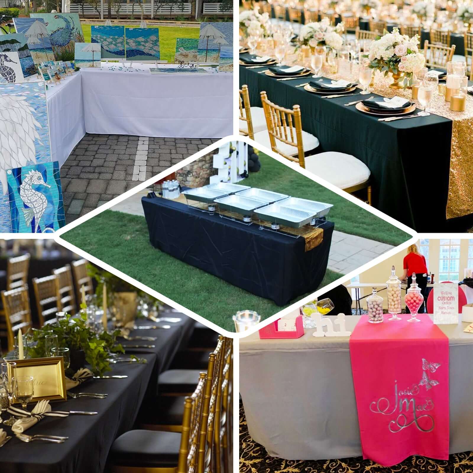 Durable Beige Fitted Polyester Tablecloth for 96x30 Rectangle Tables