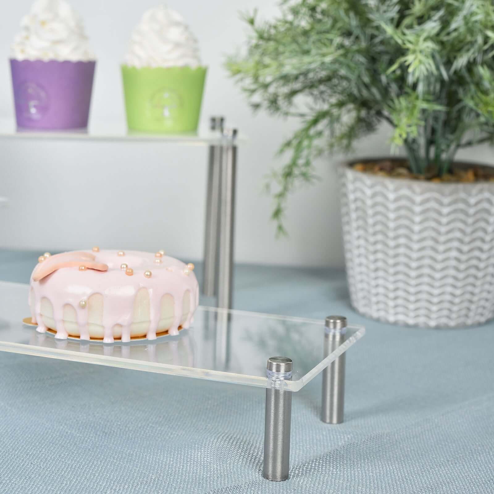 Hot Deal! Set of 4 Clear Premium Acrylic Dessert Display Stands for Cupcakes, Pastries & Appetizers