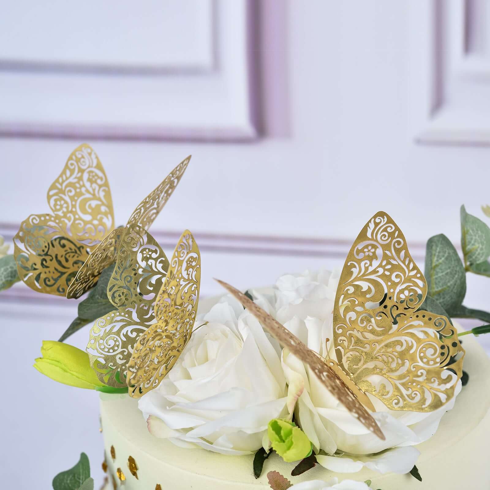 12-Pack Gold 3D Butterfly Wall Decals - DIY Removable, Eye-Catching Decor