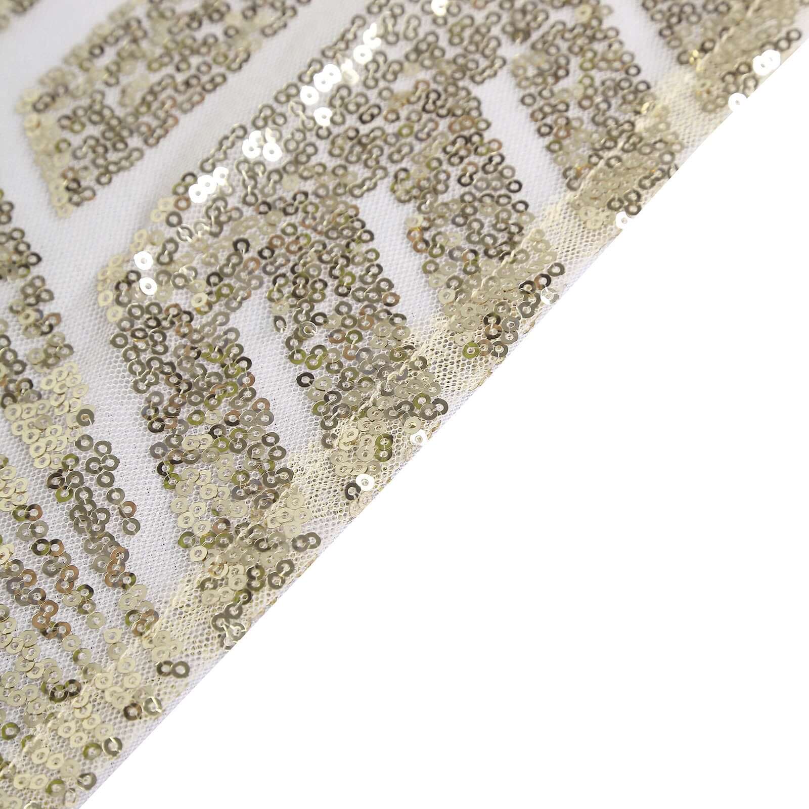 Exclusive Champagne Sequin Rectangle Tablecloth with Diamond Design