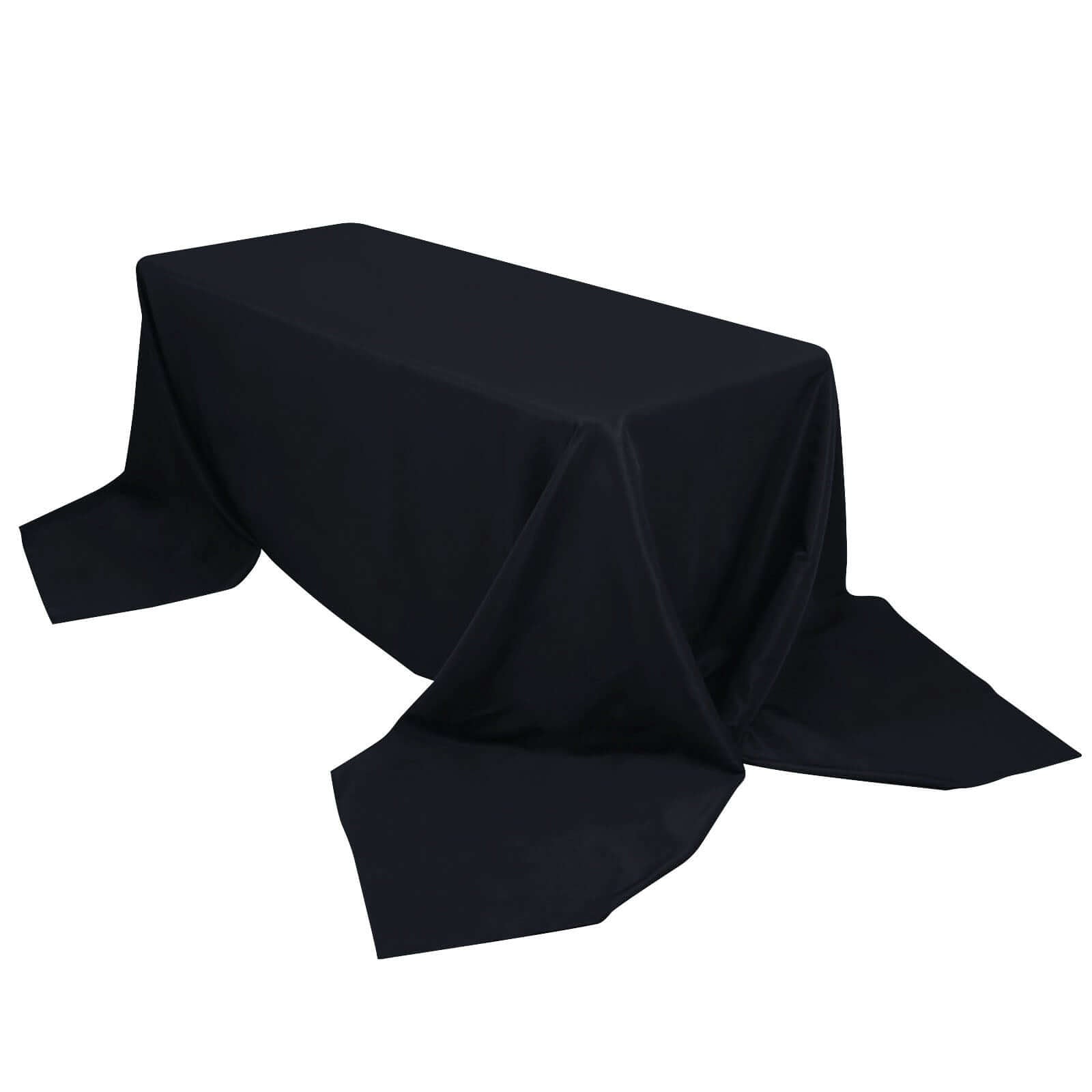Hot Sale! 90x156 Rectangle Black Premium Polyester Tablecloth - Seamless 220GSM Stain-Resistant for Classy Events