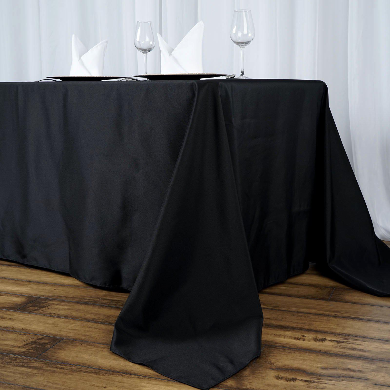 Hot Sale! 90x156 Rectangle Black Premium Polyester Tablecloth - Seamless 220GSM Stain-Resistant for Classy Events