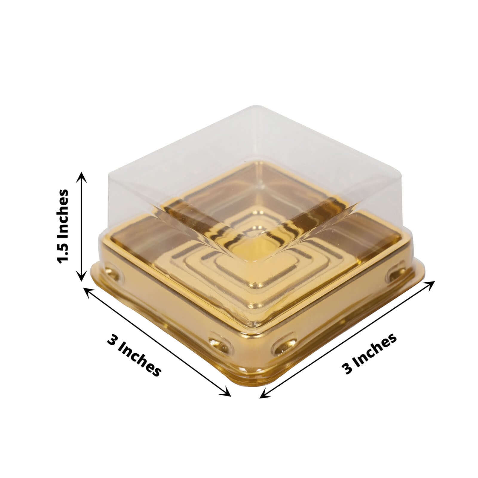 Hot Deal! 50-Pack Plastic Square Party Favor Containers in Gold and Clear for Cupcakes and Desserts