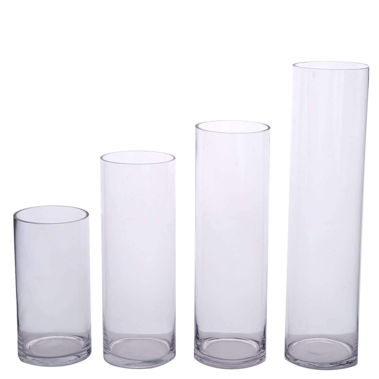 Amazing 6-Pack Clear Glass Cylinder Flower Vases - Ideal Stylish Centerpieces for Weddings