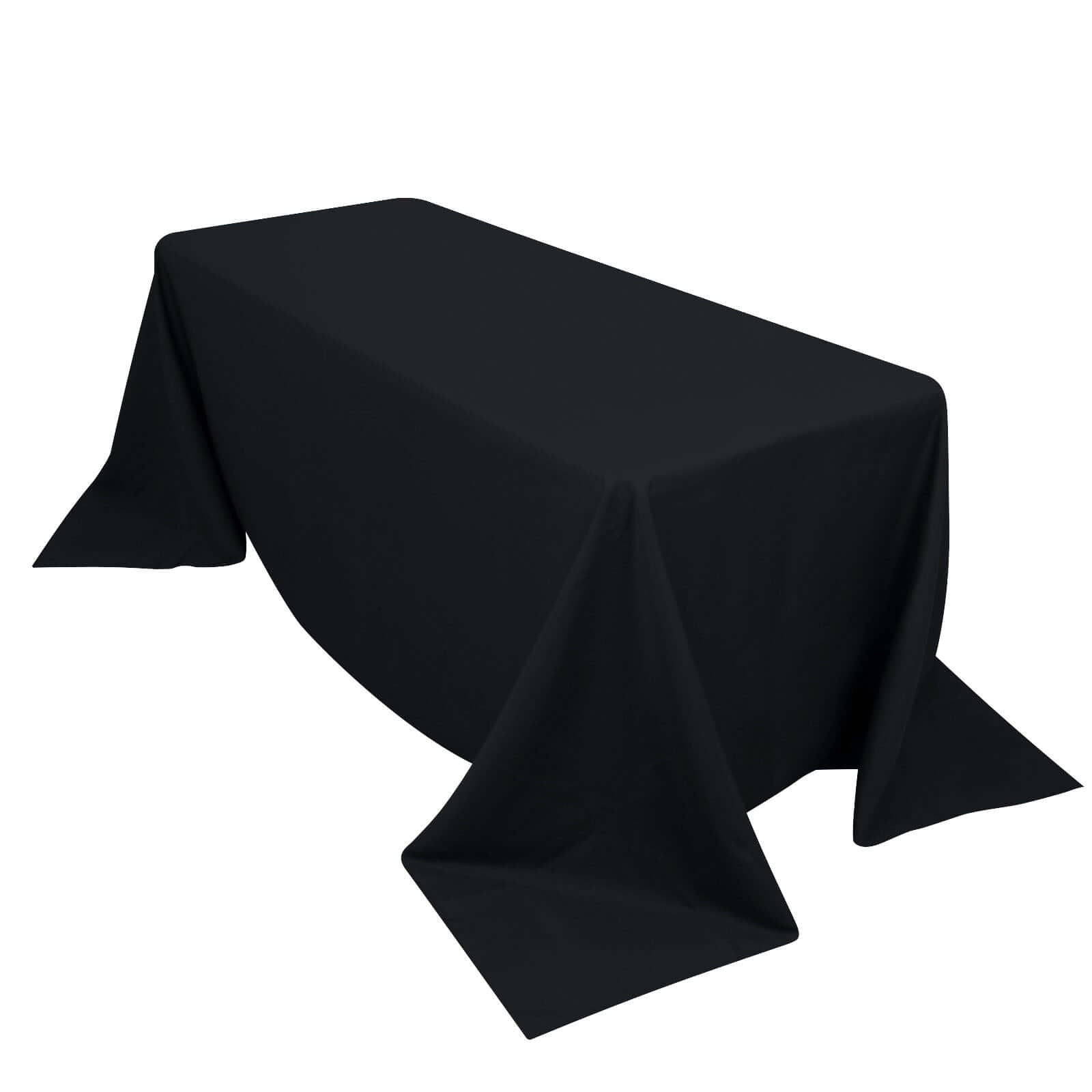Luxury Seamless 220GSM Stain-Resistant Black Premium Polyester Rectangle Tablecloth for Special Events
