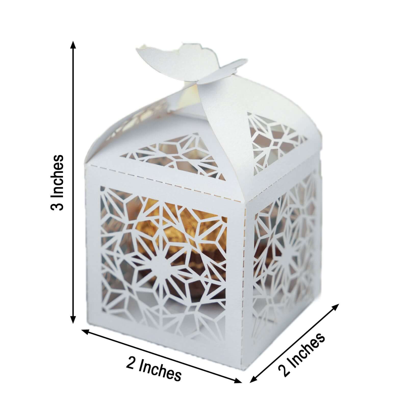 Get 25-Pack White Butterfly Top Laser-Cut Lace Candy Gift Favor Boxes Now