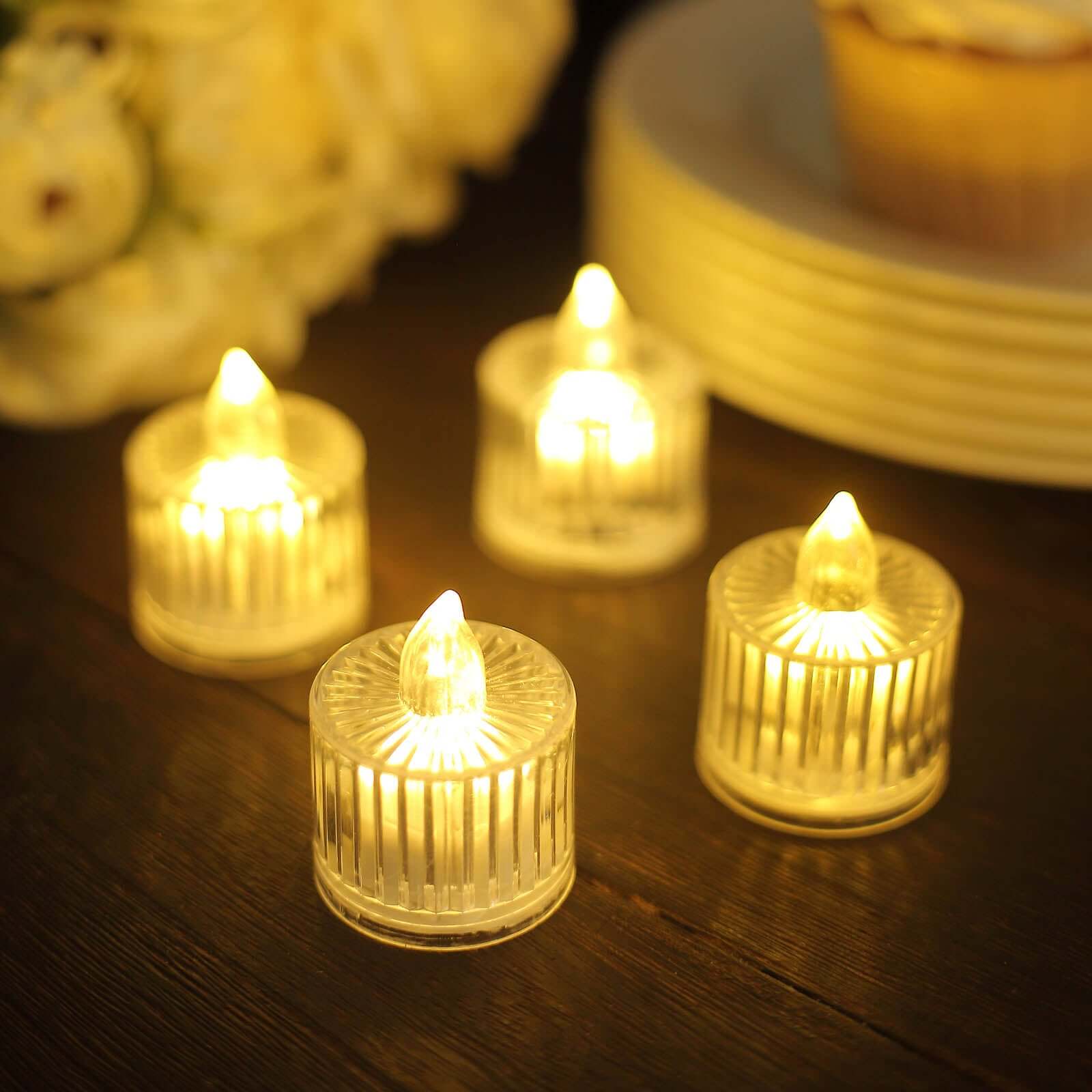 Hot Sale! 12-Pack Flameless Warm White LED Tealight Candles in Transparent Column Style