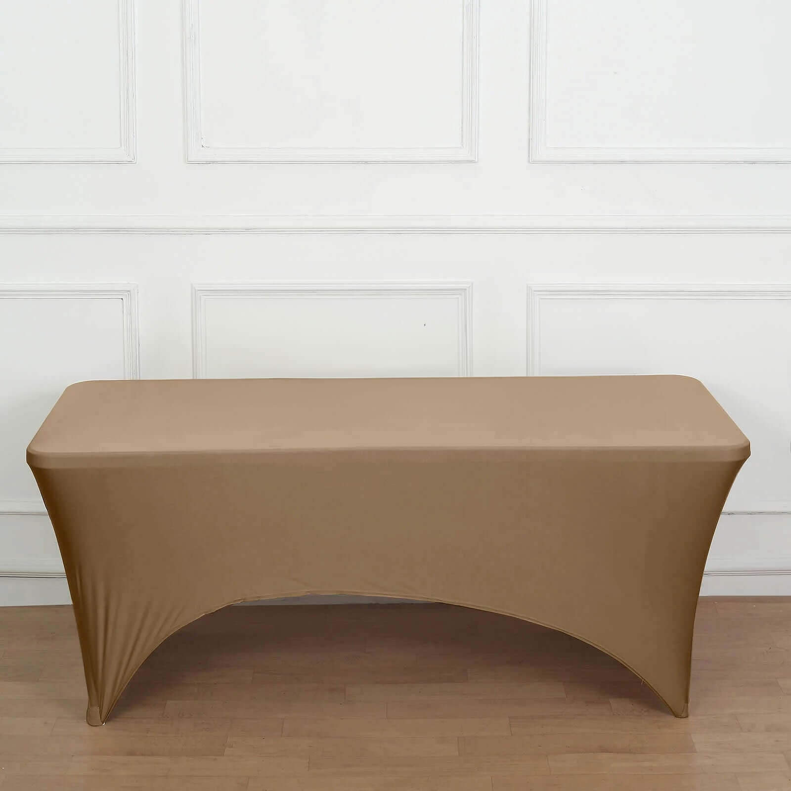 Durable Taupe Stretch Spandex Table Cover for 8ft Rectangles - Ideal Choice