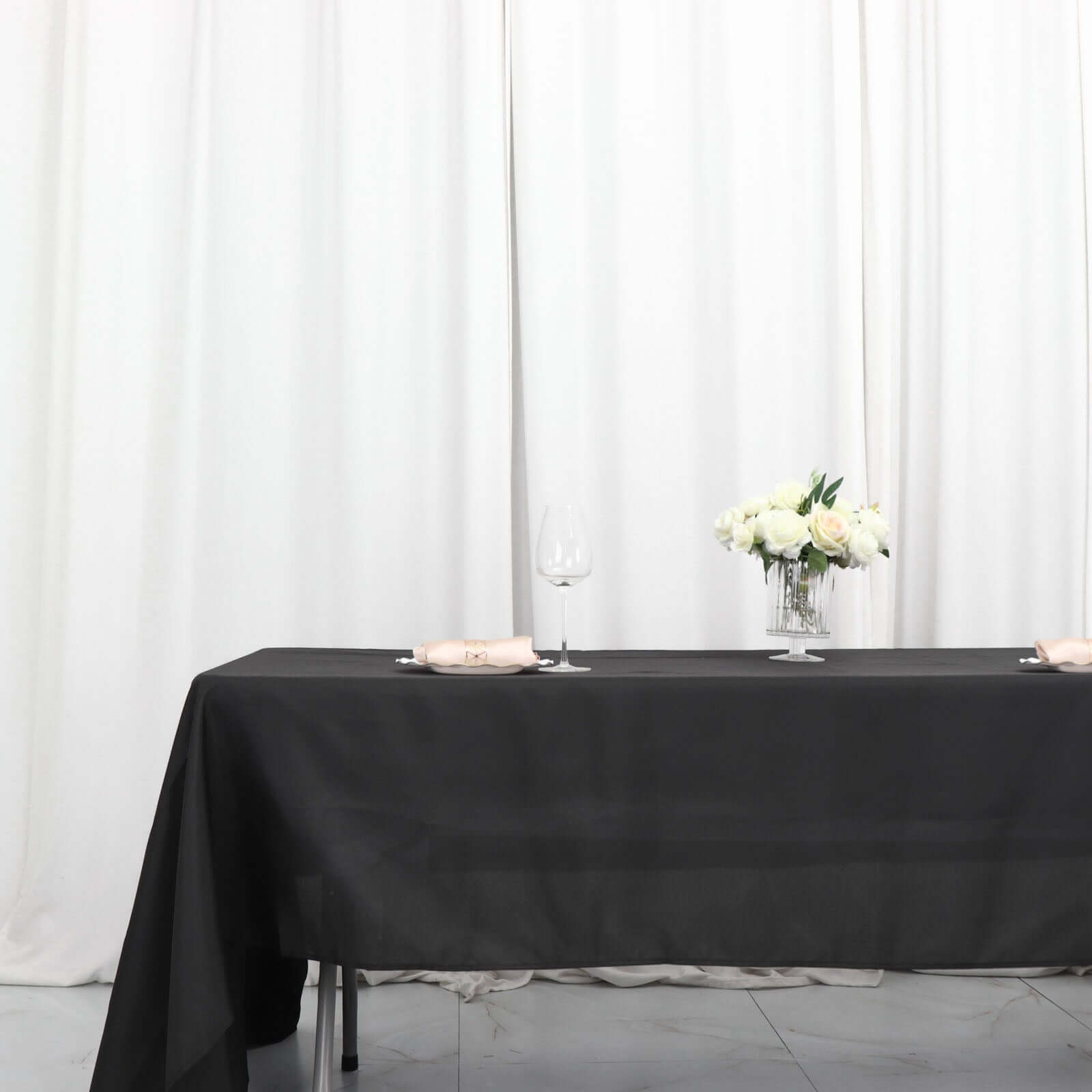 Black Polyester Rectangle Tablecloth 60x126 - Wrinkle-Free Cover for Weddings and Parties, Great Deal!