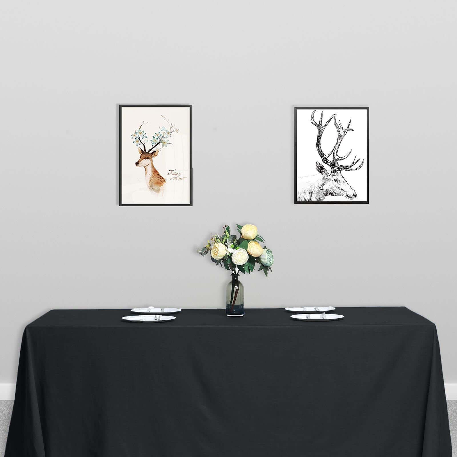 Black 90x132 Polyester Rectangle Tablecloth - Seamless, Wrinkle-Resistant for Elegant Celebrations