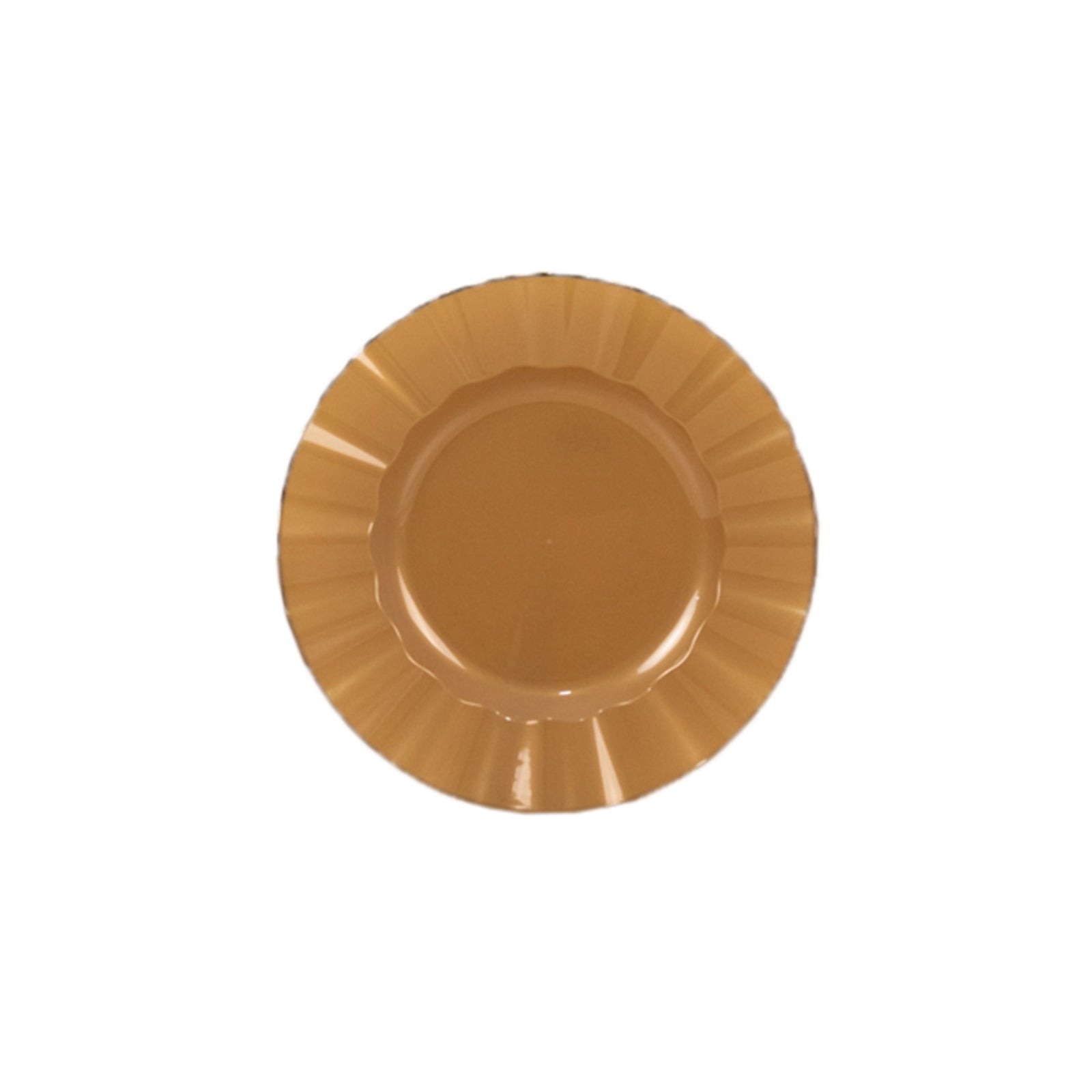 10-Pack Gold Plastic Round Dinner Plates with Ruffled Rim - Ideal for Classy Events