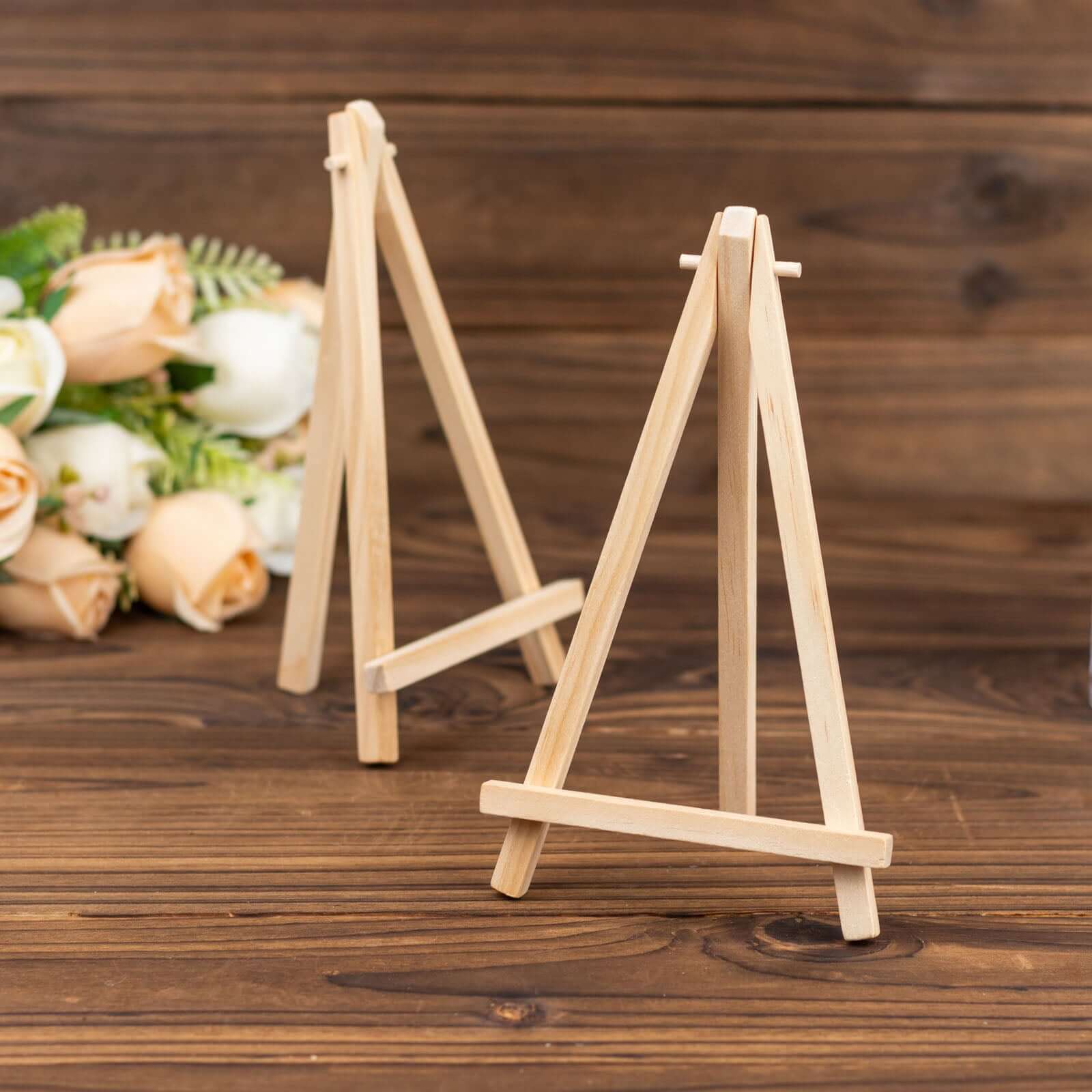 10-Pack Natural Rustic Wooden Easel Stands - Ideal DIY Place Card and Table Number Holders