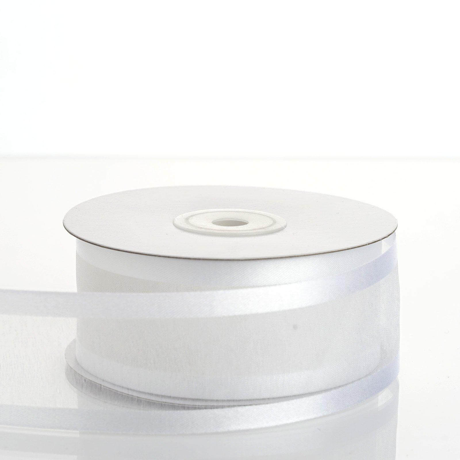 25-Yard 1.5 White Organza Ribbon with Satin Edges - Premium for Decor