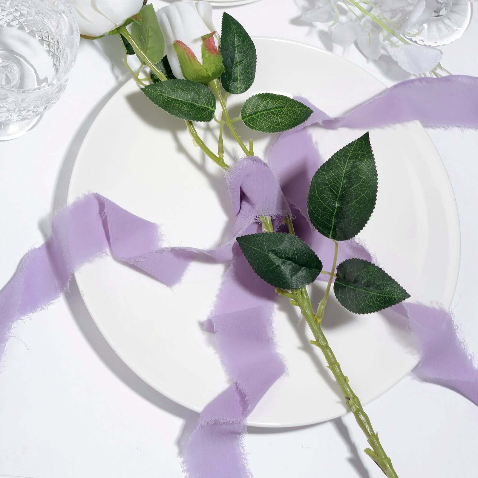 2-Pack 6yd Violet Amethyst Silk-Like Chiffon Linen Ribbon Rolls - Ideal for Weddings & Gifts