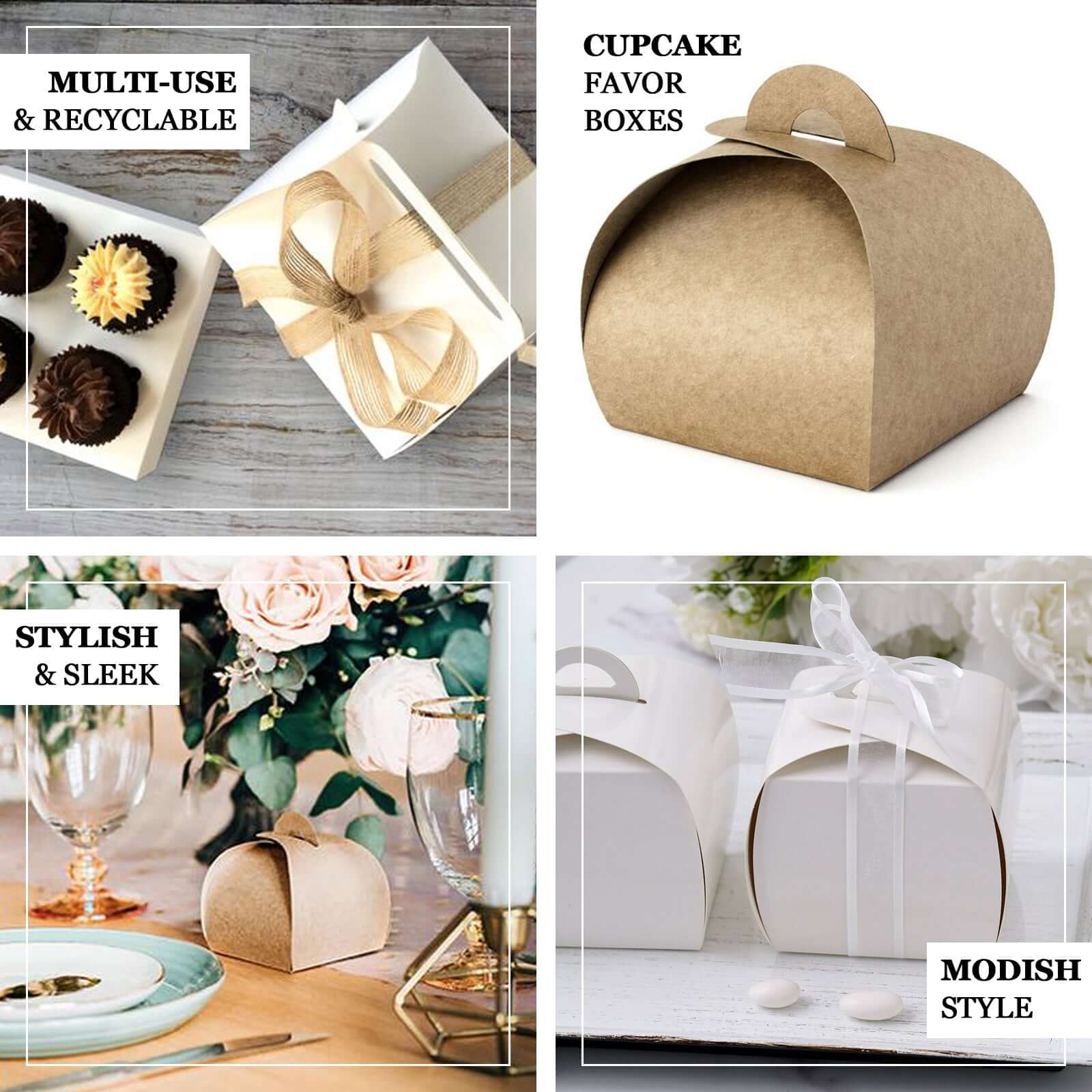 25-Piece Set of 3.5-Inch Marble Cupcake Party Favor Gift Boxes - Easy DIY Assembly