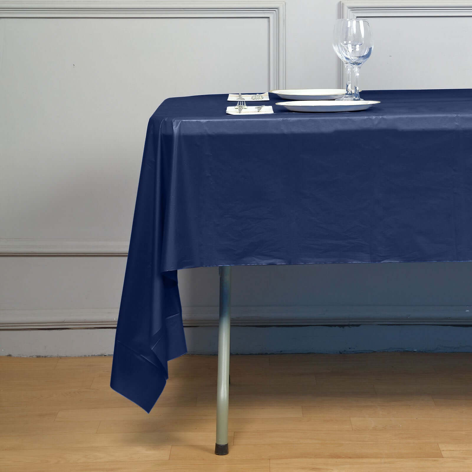 Navy Blue 5-Pack Disposable Plastic Rectangle Table Covers 54x108 - Ideal for Gatherings