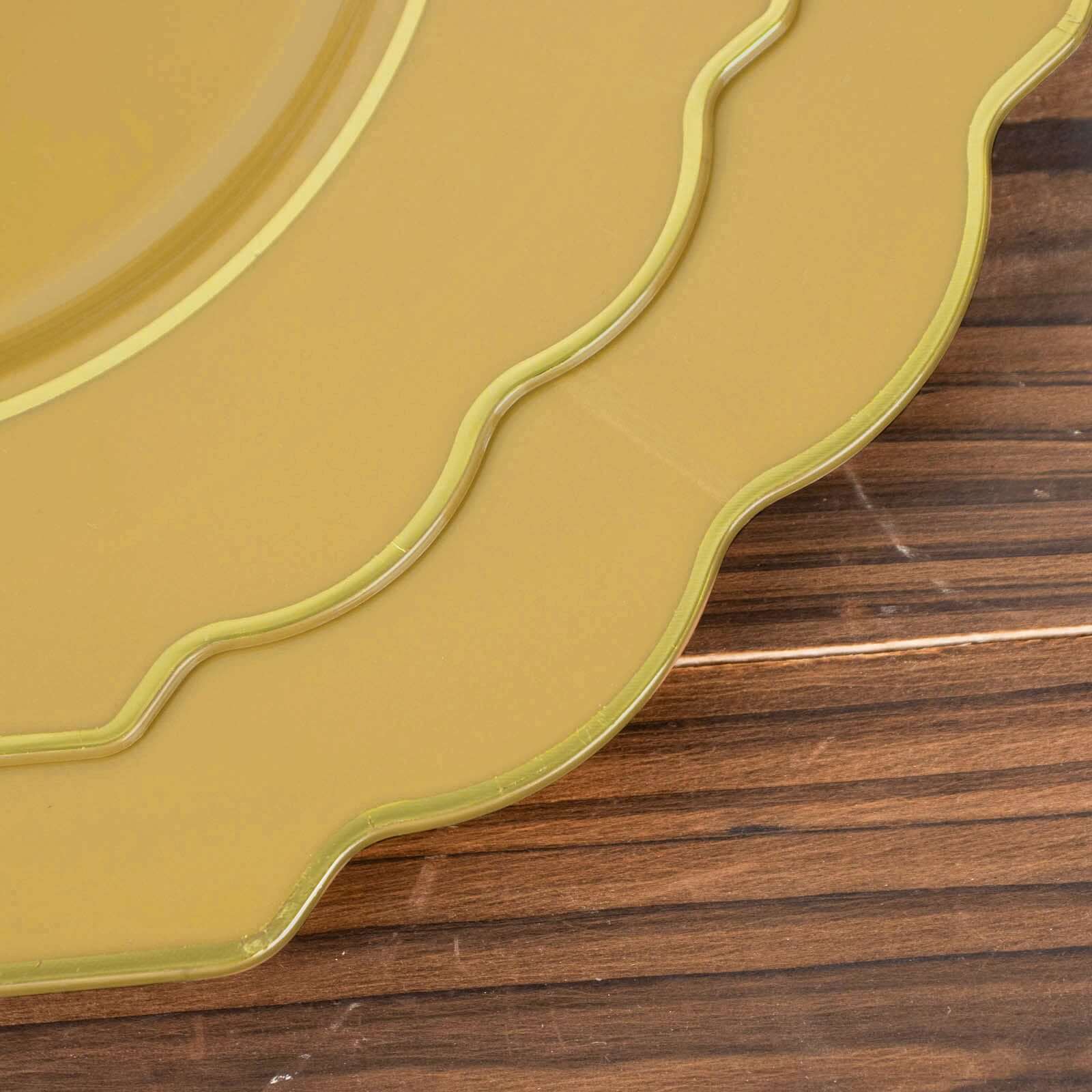 Get 10-Pack Heavy Duty Disposable Gold Baroque Dinner Plates with Scalloped Rim for Events