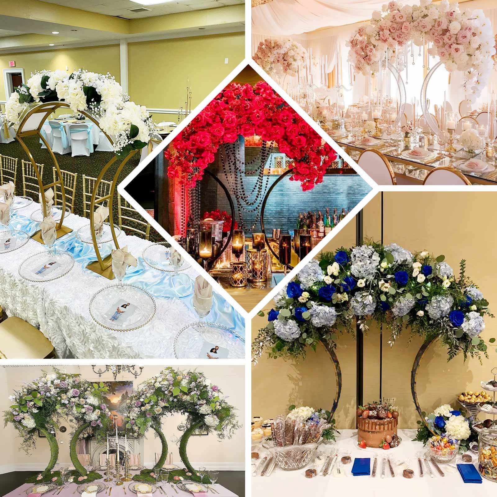 Hot Sale! Gold Metal Curvy Floral Arch Frame Wedding Table Centerpiece 38"