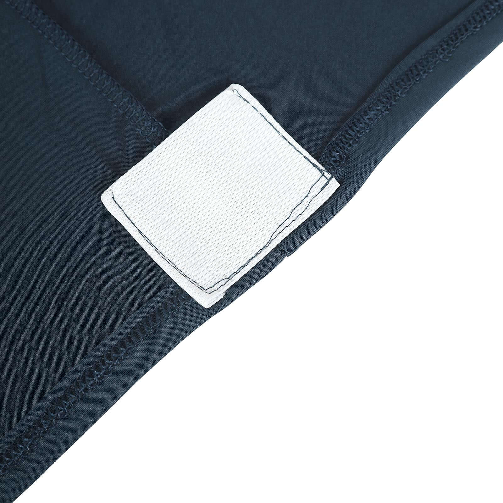 Navy Blue Stretch Spandex 96x30 Rectangle Table Cover with Curved Open Back - Professional Look