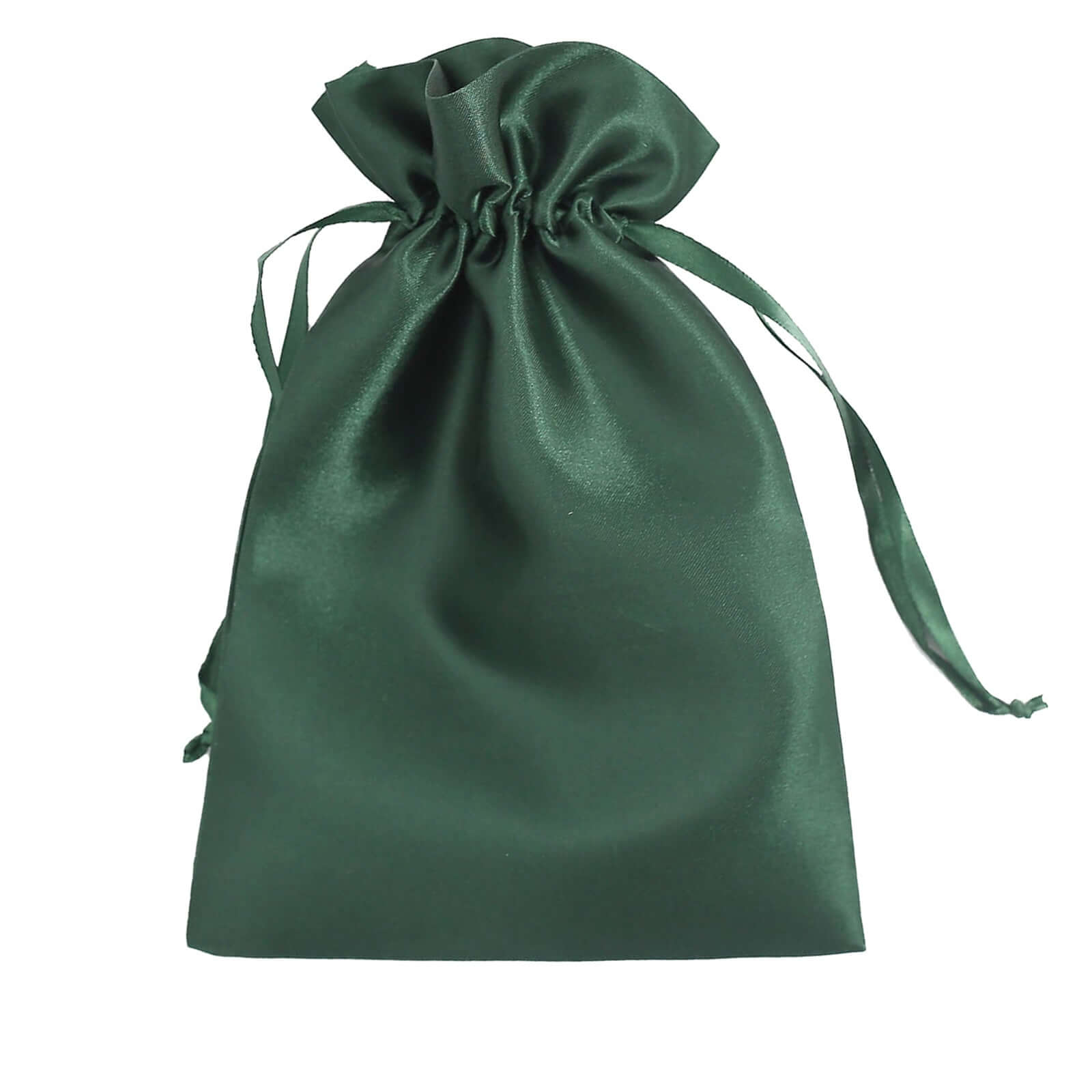 12-Piece Set of 6x9 Hunter Emerald Green Satin Drawstring Wedding Favor Gift Bags