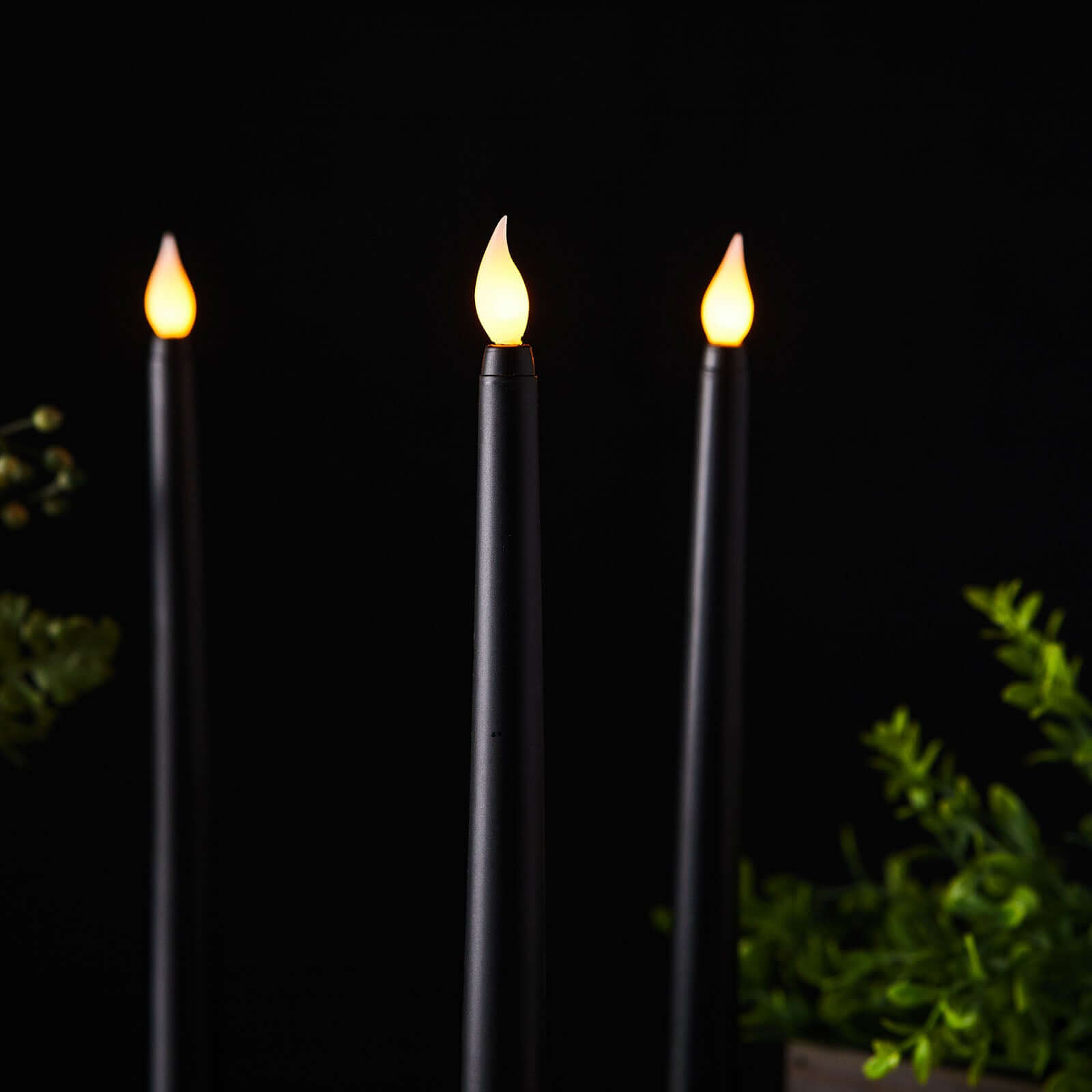 3-Pack Black Flameless Taper LED Decorative Candles with Warm Flickering Light - Ideal for Various Occasions