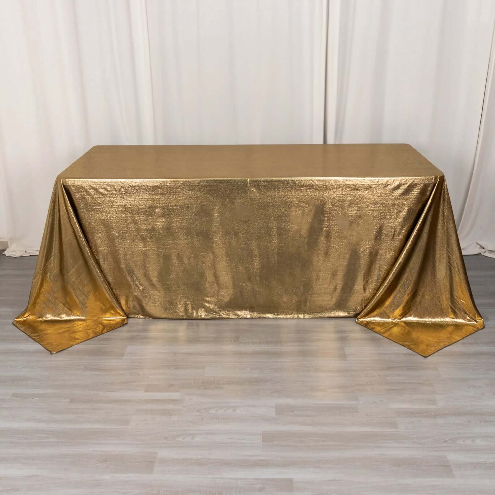 Shimmering Antique Gold Sequin Dots Polyester Wrinkle-Free Rectangle Tablecloth 90x132