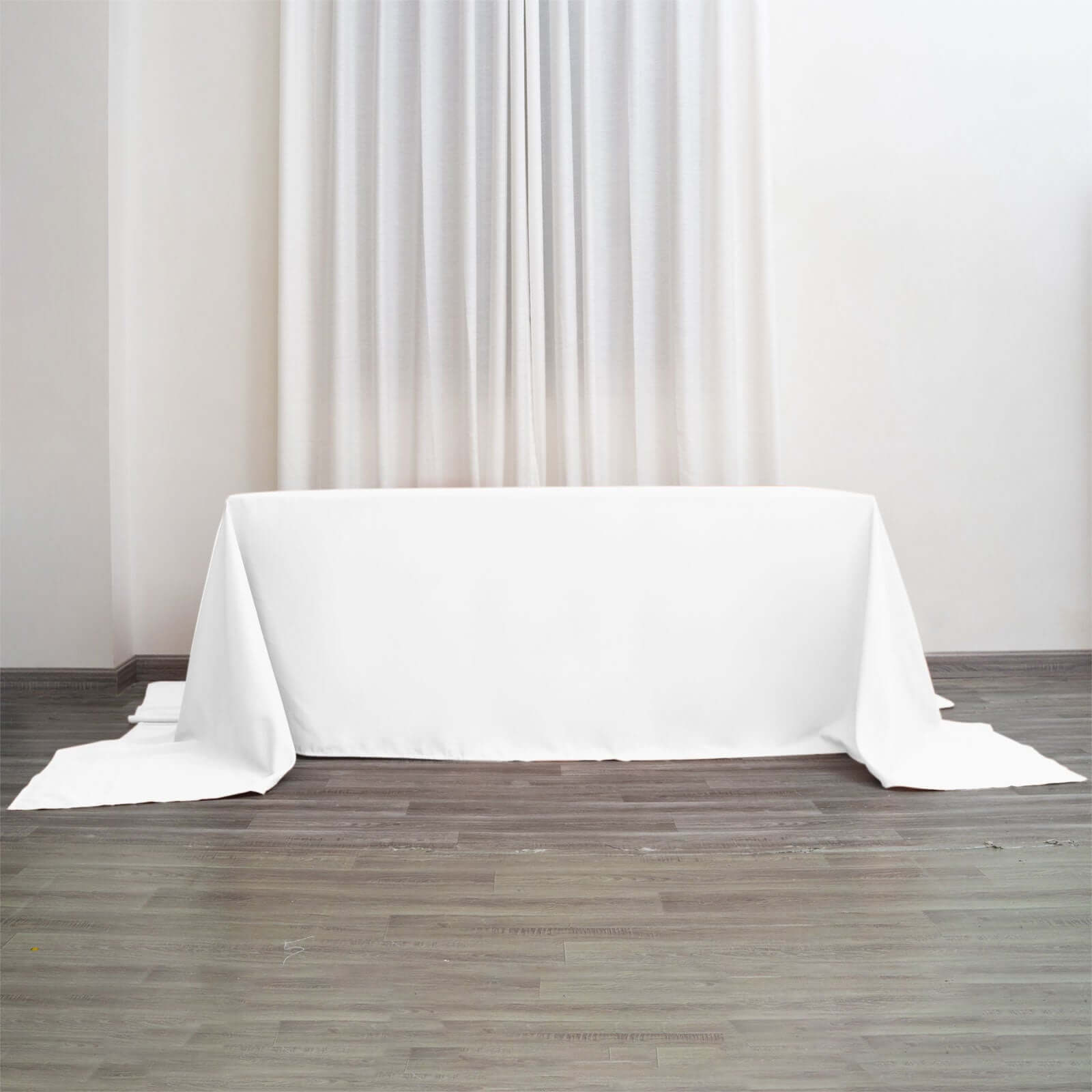Seamless Wrinkle-Resistant White Polyester Tablecloth (90x156) for Elegant Gatherings - Great Deal!