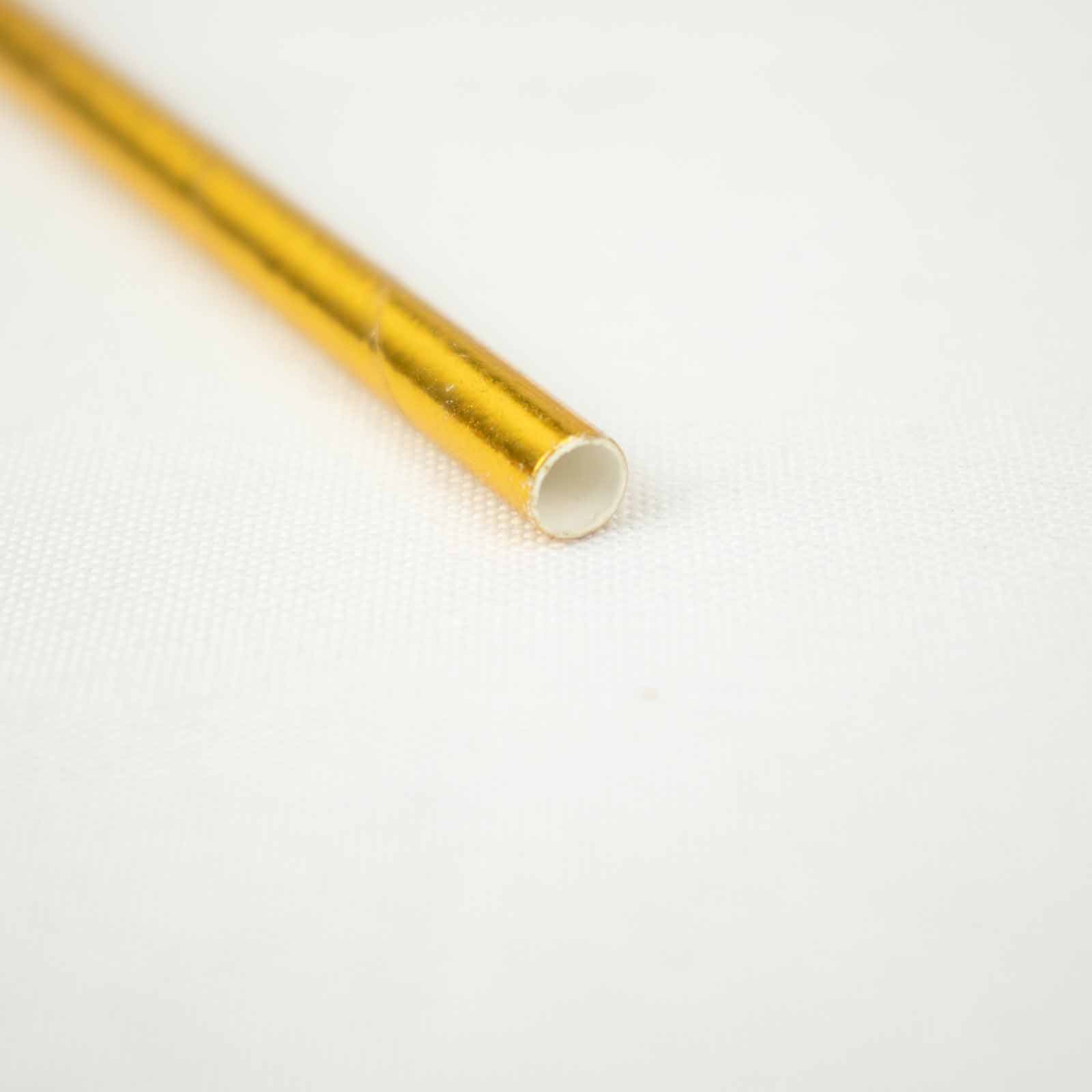 50-Pack Disposable Biodegradable Metallic Gold Foil Paper Straws - Ideal for Events