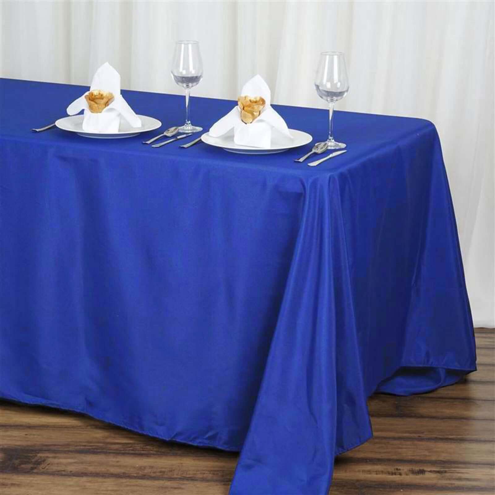 Royal Blue Wrinkle-Resistant 50x120 Polyester Rectangle Tablecloth - Ideal for Events