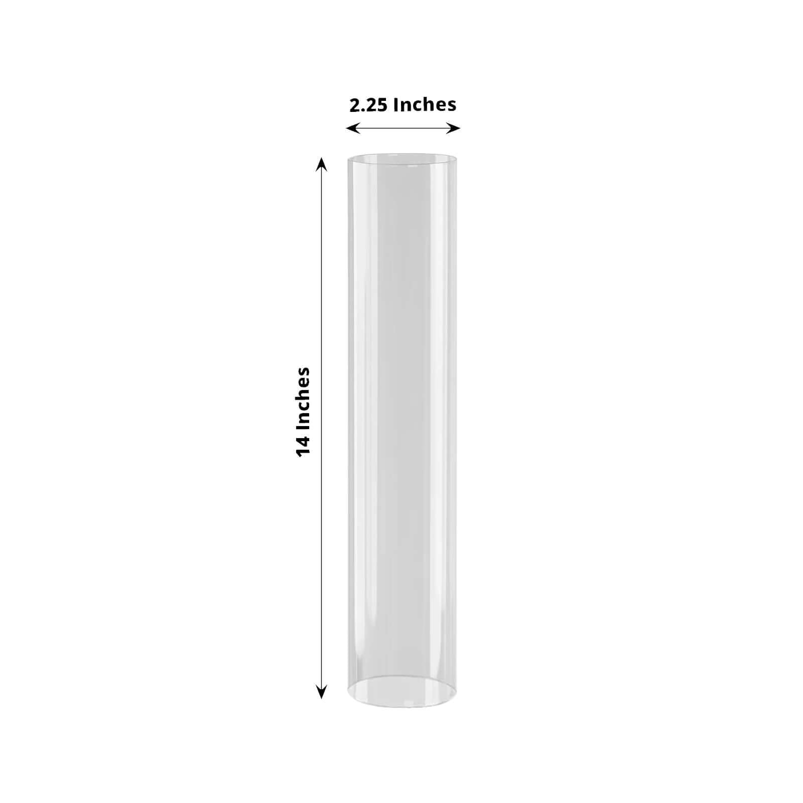 Hot Deal! 2-Pack Clear Glass Cylinder Hurricane Candle Shades, 2.25 Diameter, 14 Height