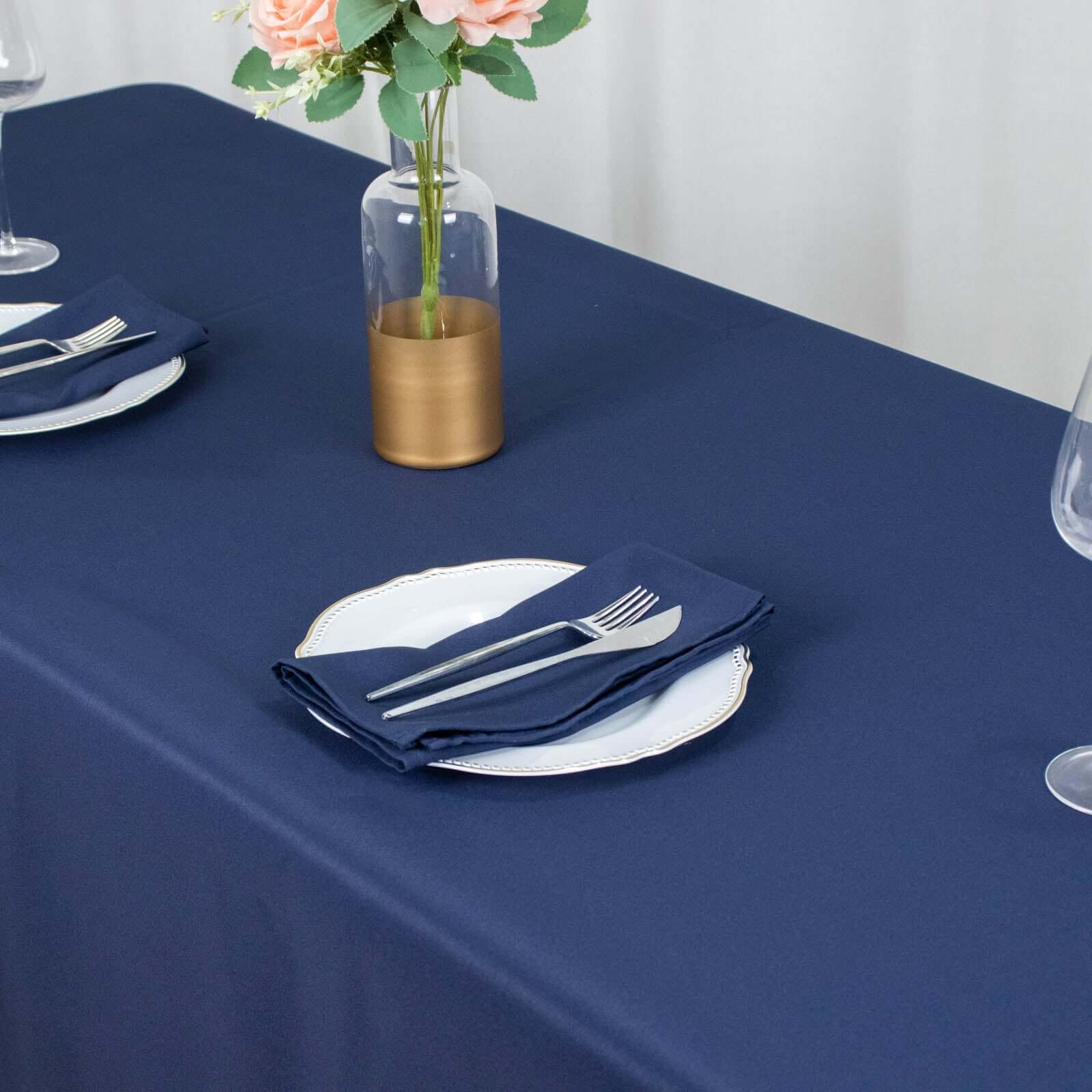 Exclusive Navy Blue 60x102 Rectangle Polyester Tablecloth - 220GSM Durable & Wrinkle-Free