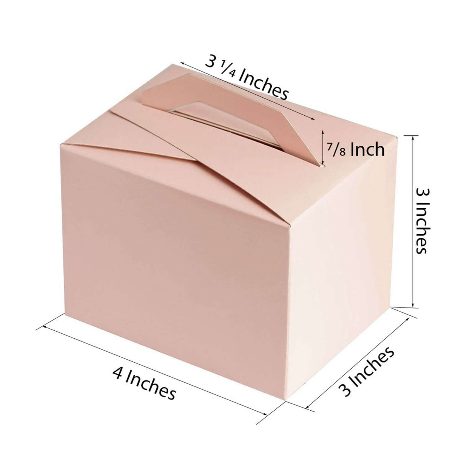 Hot Deal! 100-Pack Blush Cardstock Tote Party Favor Candy Gift Boxes, 4x3x3 Size