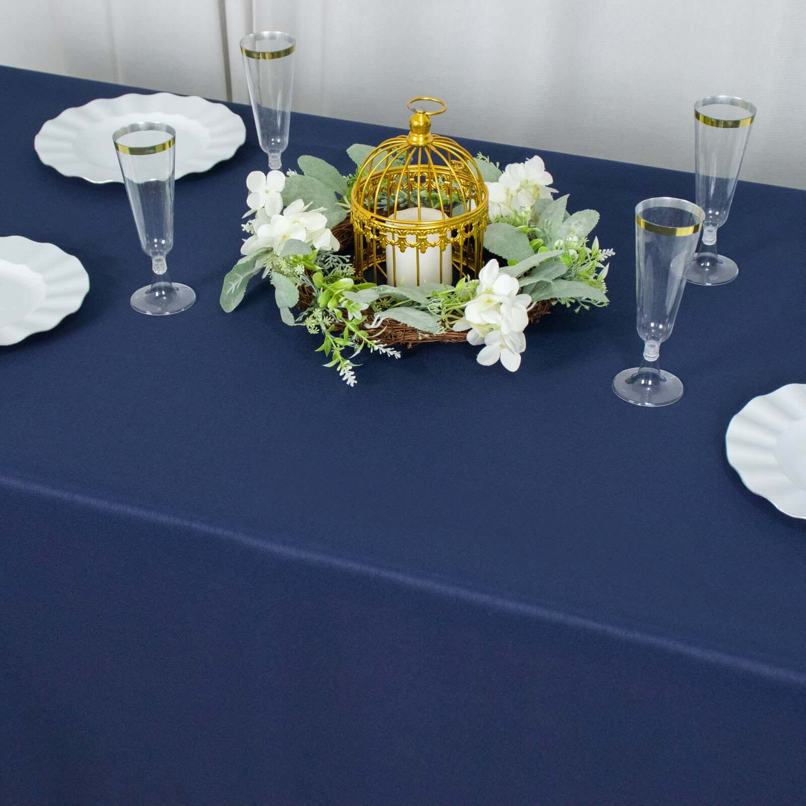 Exclusive Navy Blue 60x102 Rectangle Polyester Tablecloth - 220GSM Durable & Wrinkle-Free