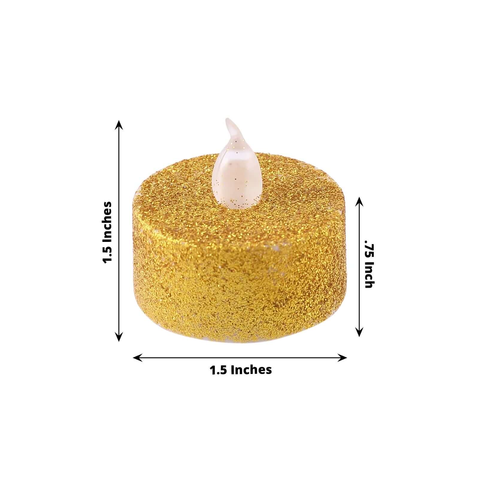 Hot Sale! 12-Pack Flameless LED Tealight Candles with Glittery Gold Design, Battery Operated