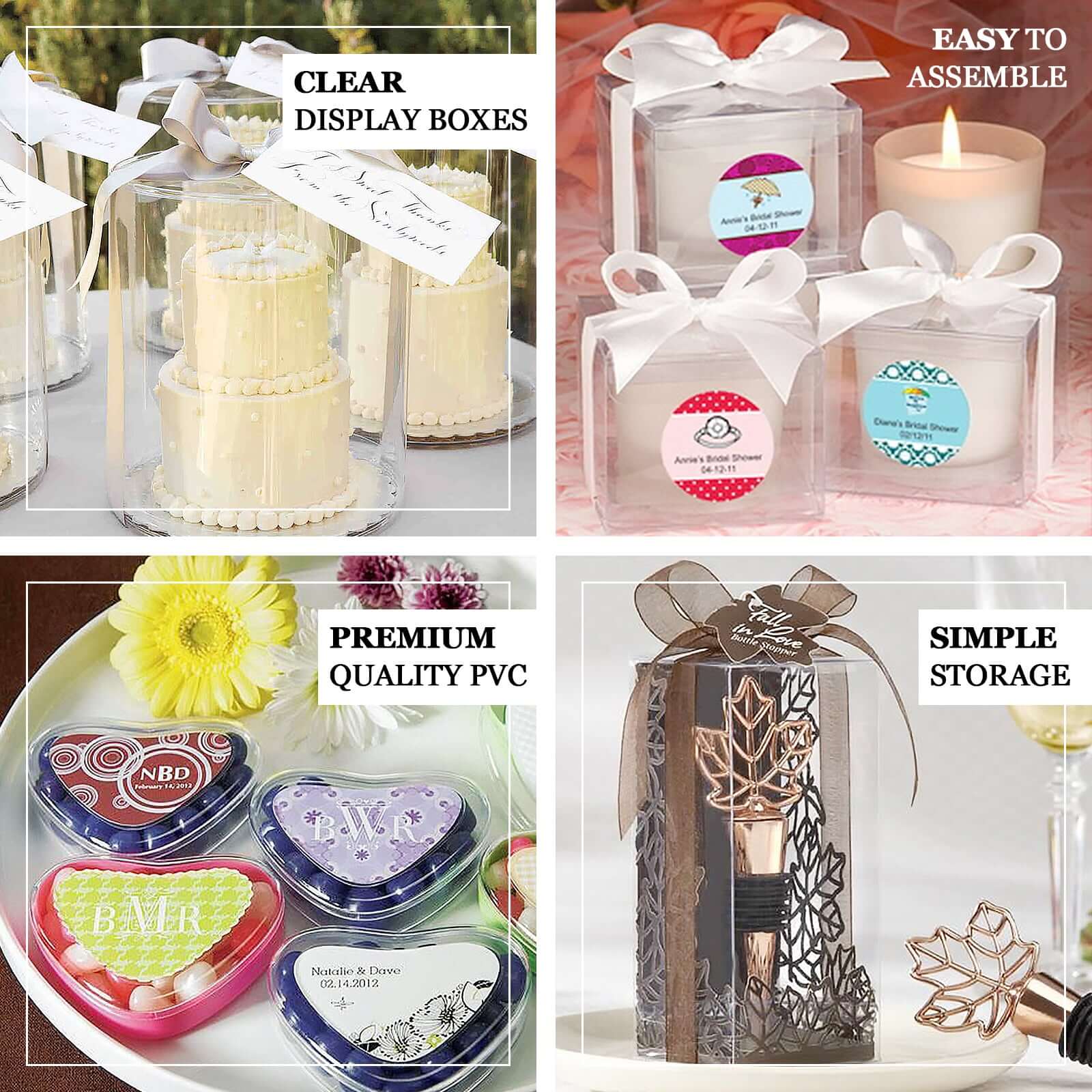 25-Piece Set of 5x4 Transparent Plastic Heart-Shaped Party Favor and Gift Boxes