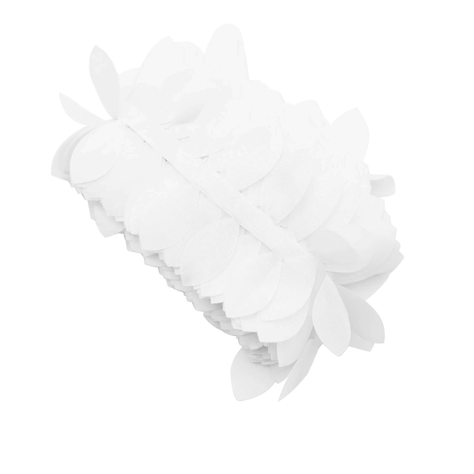 50ft White Taffeta Ribbon Sash with 4 - Leaf Petal Design, Elegant Garland for Events