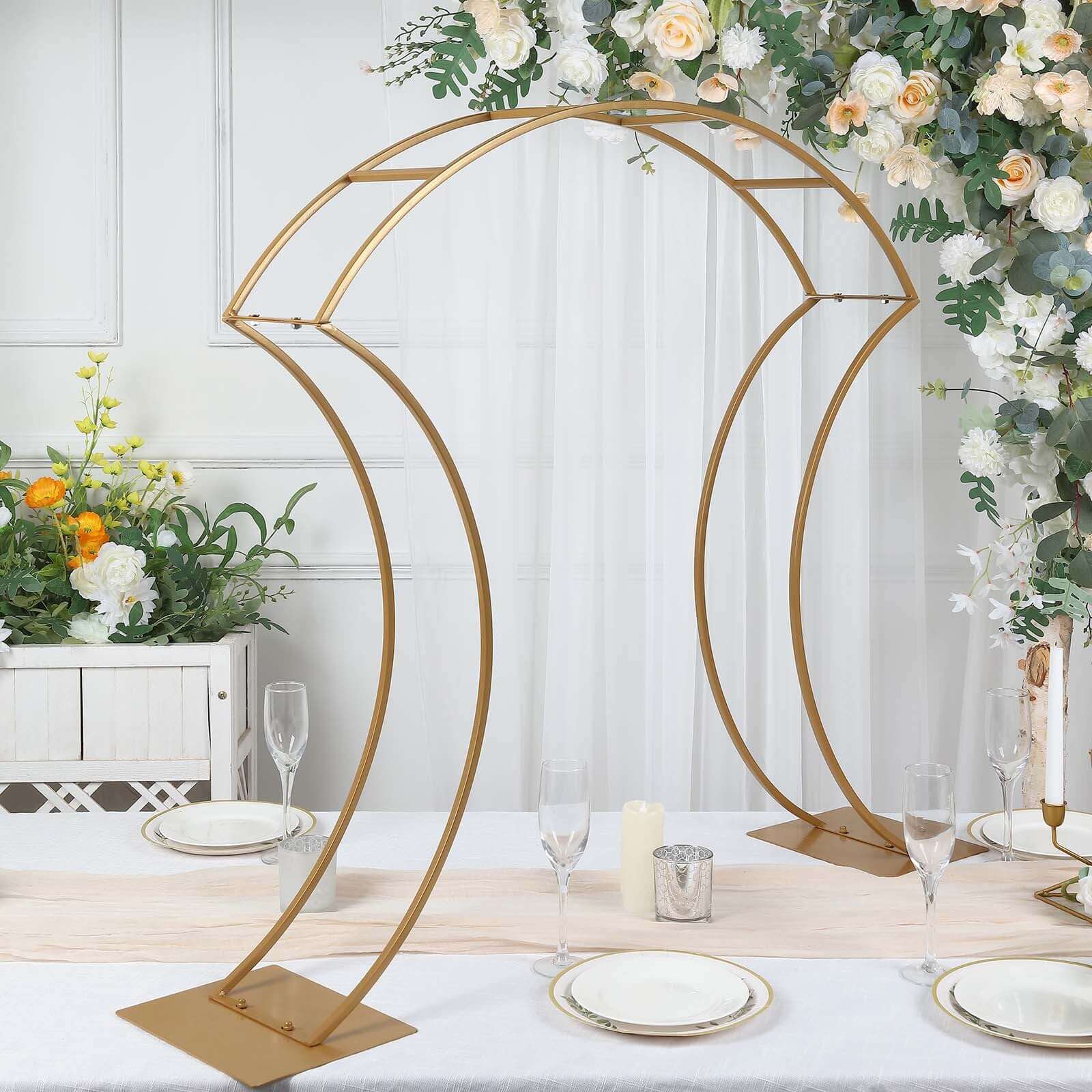 Hot Sale! Gold Metal Curvy Floral Arch Frame Wedding Table Centerpiece 38"