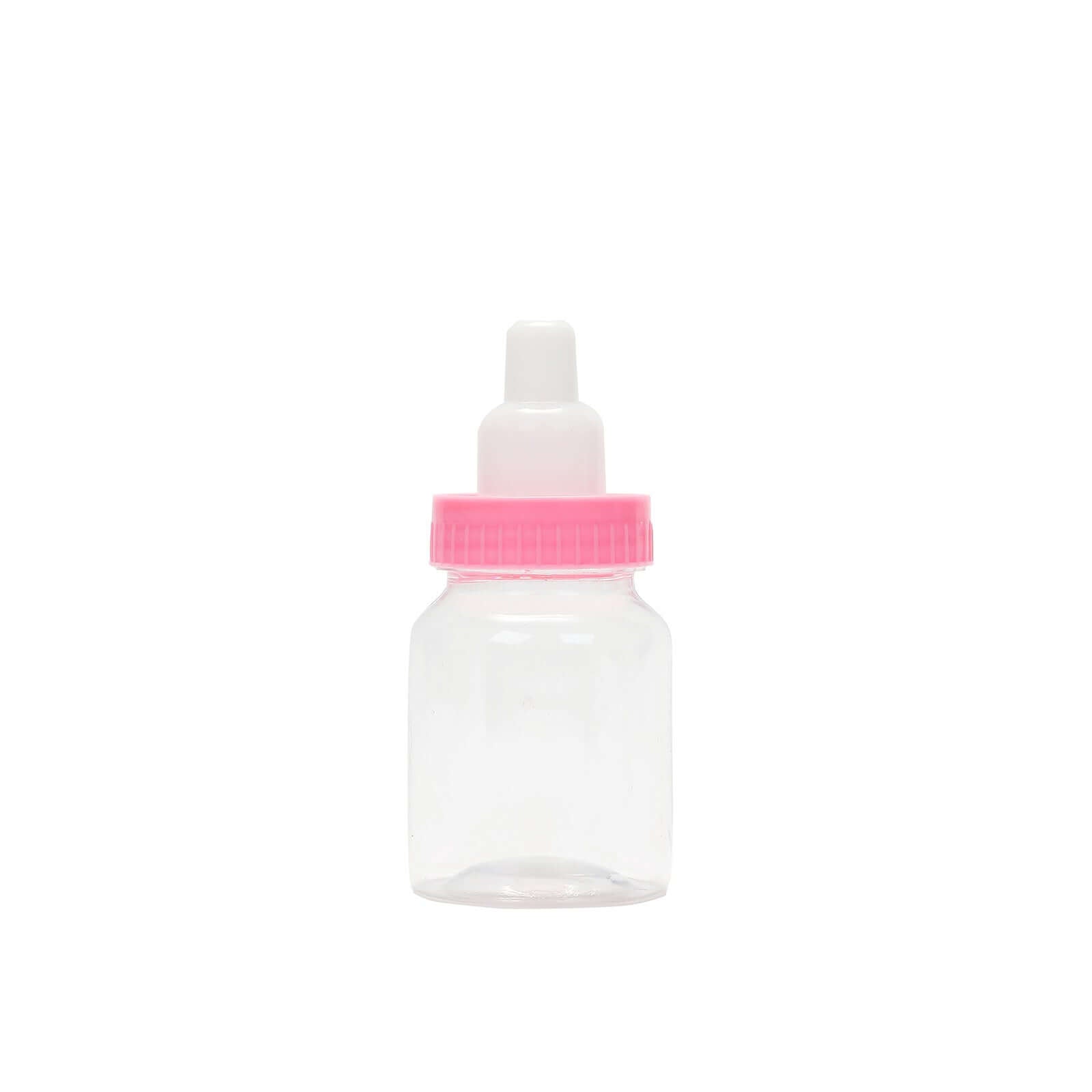 12-Pack Clear/Pink Fillable Mini Baby Bottle Candy Containers - Ideal Favors for Baby Showers