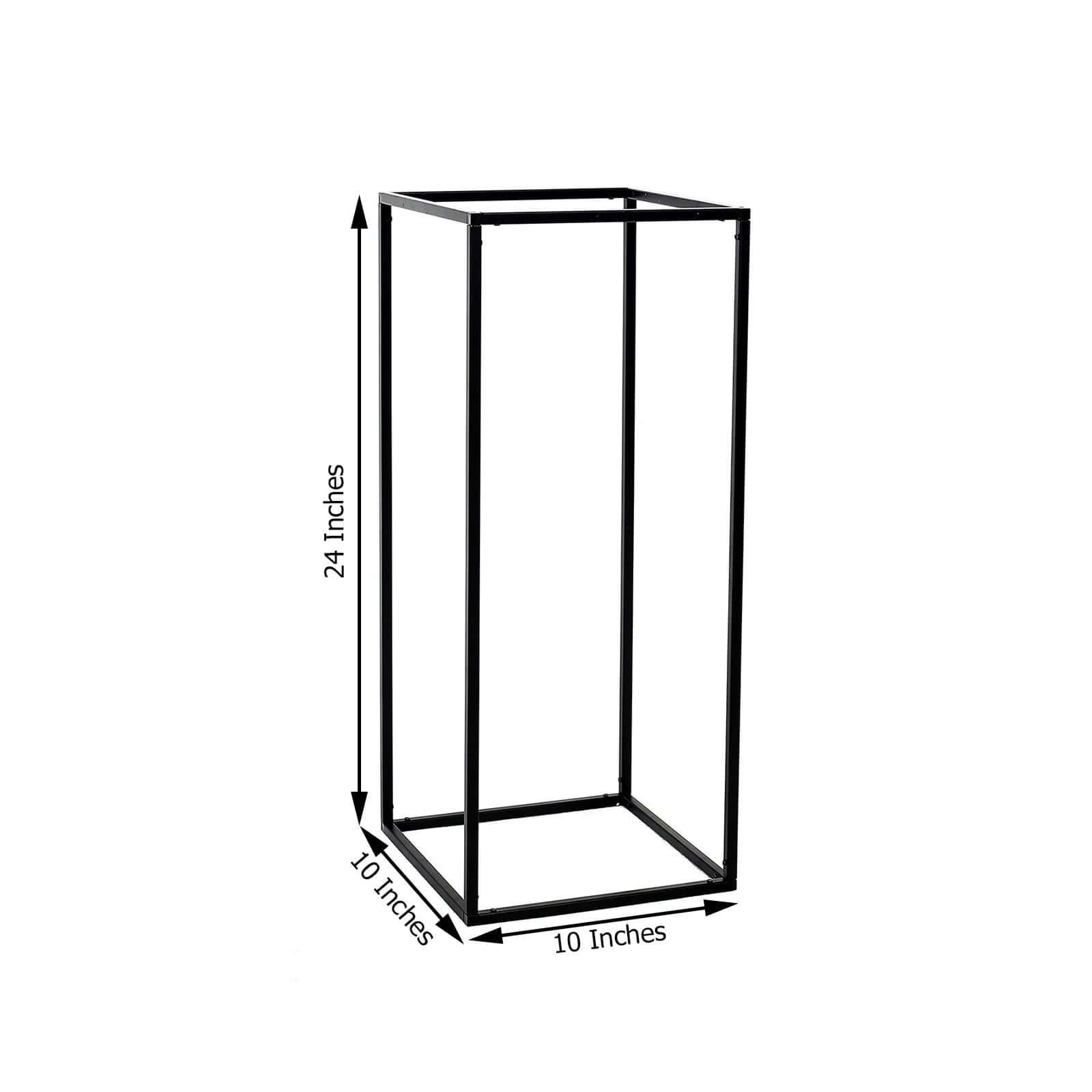 2-Pack Matte Black Metal Geometric Rectangular Wedding Flower Stand, 24-Inch