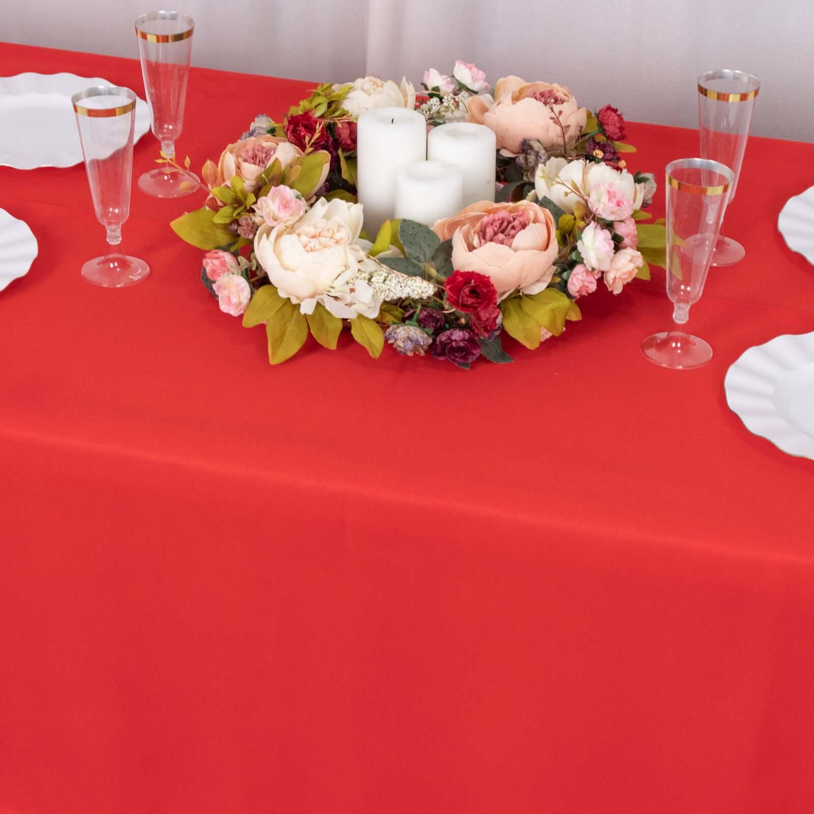Hot! Durable Red 60x102 Premium Polyester Rectangle Tablecloth - 220GSM Wrinkle-Resistant